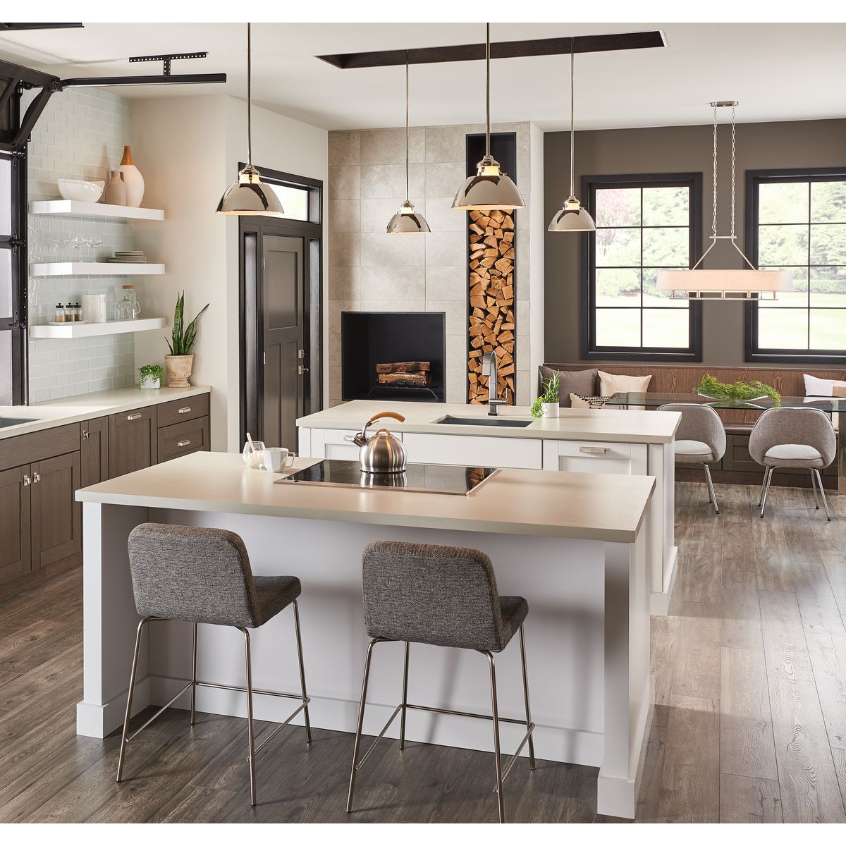 Carbon Collection One Light Etched White Glass Pendant Light - Modern Ceiling Lighting Fixture for Kitchen, Dining Room & Bedroom