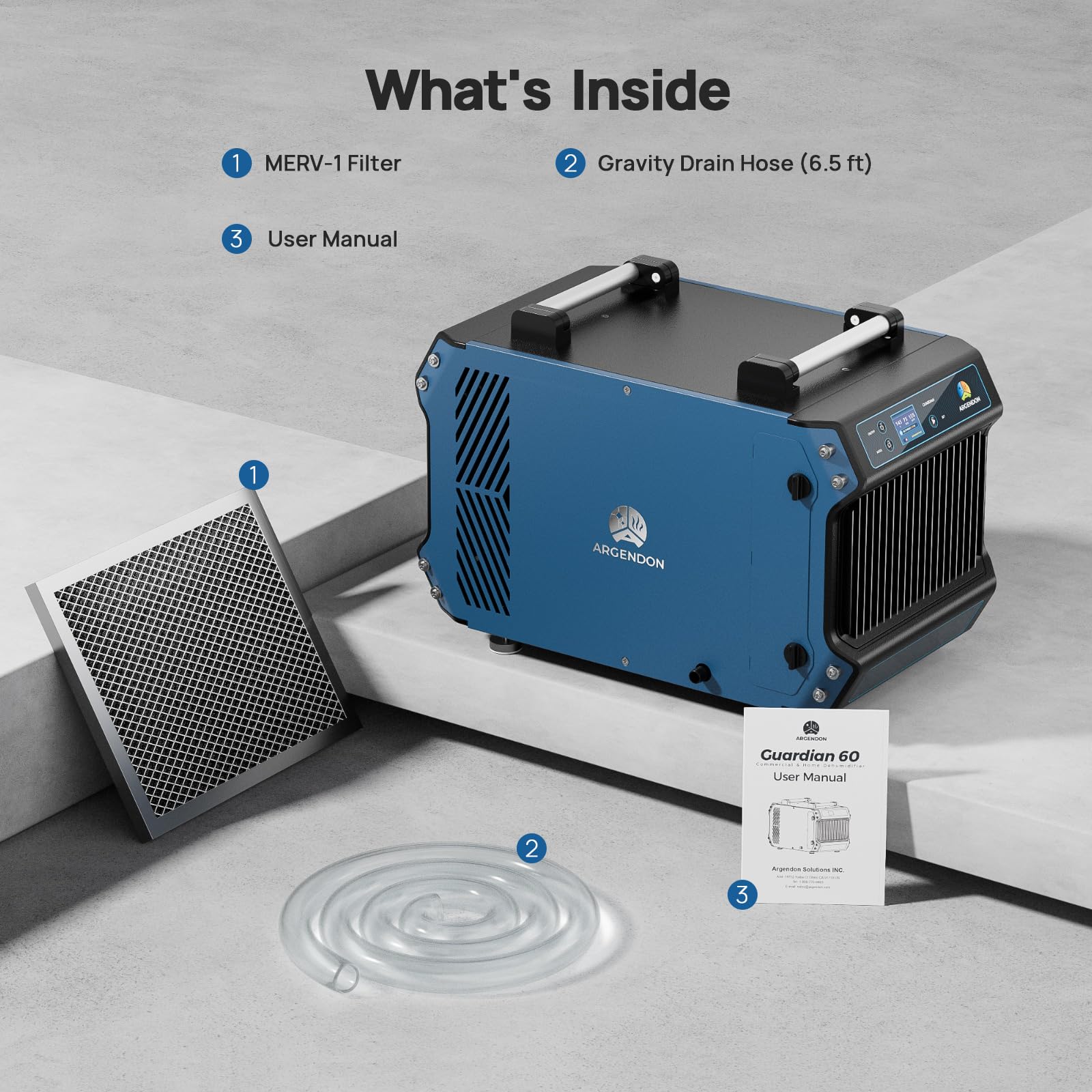 Energy Star Certified ARGENDON 145 Pints Commercial Dehumidifier with Drain Hose - Industrial Strength Crawlspace & Basement Dehumidifier, cETL Approved for Home, Warehouse & Industrial Use - Perfect for Damp Spaces, Water Damage Prevention & Moisture Control