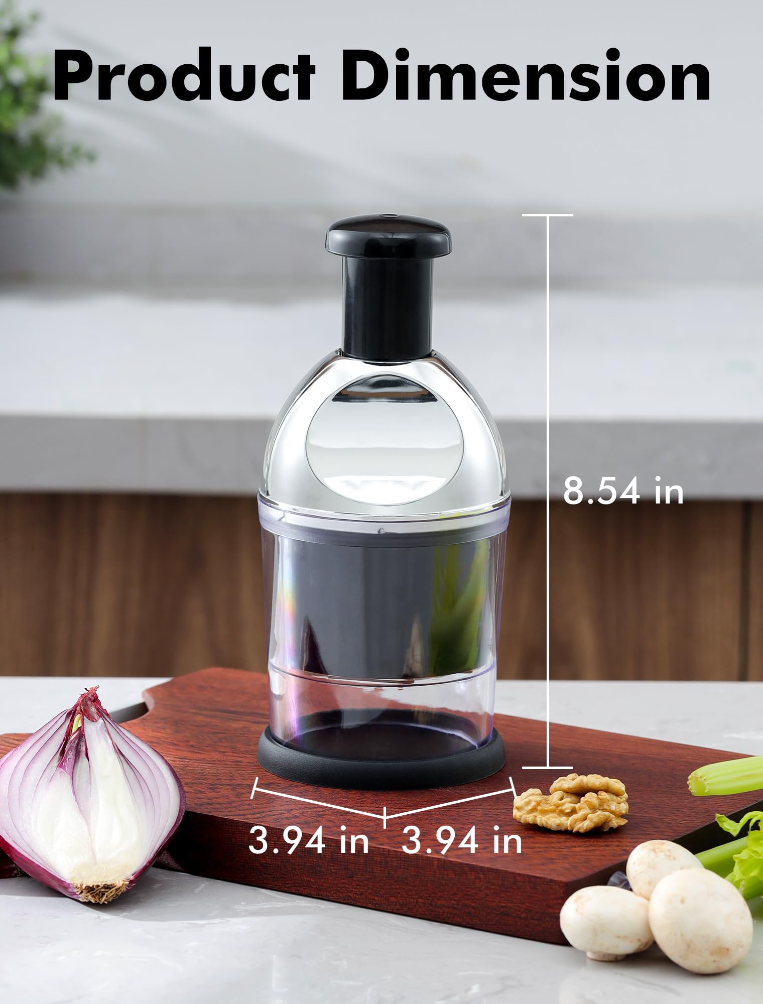 Manual Food Chopper - Easy Clean Hand Dicer for Onions, Garlic, Nuts, Tomatoes, Peppers & Celery | Perfect for Meal Prep, Salads & Cooking | Kitchen Gadget for Fast Chopping & Slicing