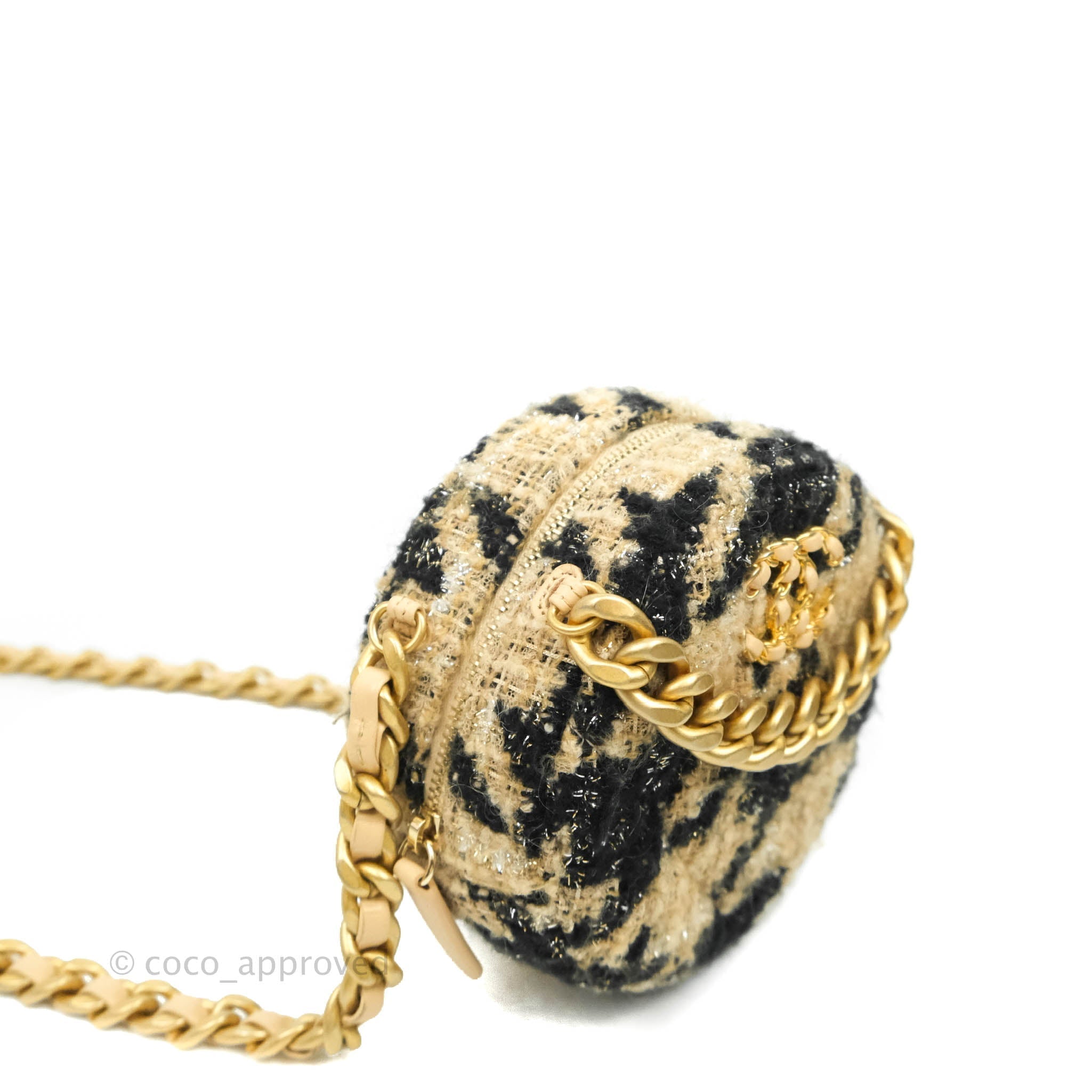Chanel 19 Houndstooth Tweed Clutch Bag with Chain Strap & Coin Purse - Beige and Black Checkered Pattern for Women's Evening Out & Special Occasions