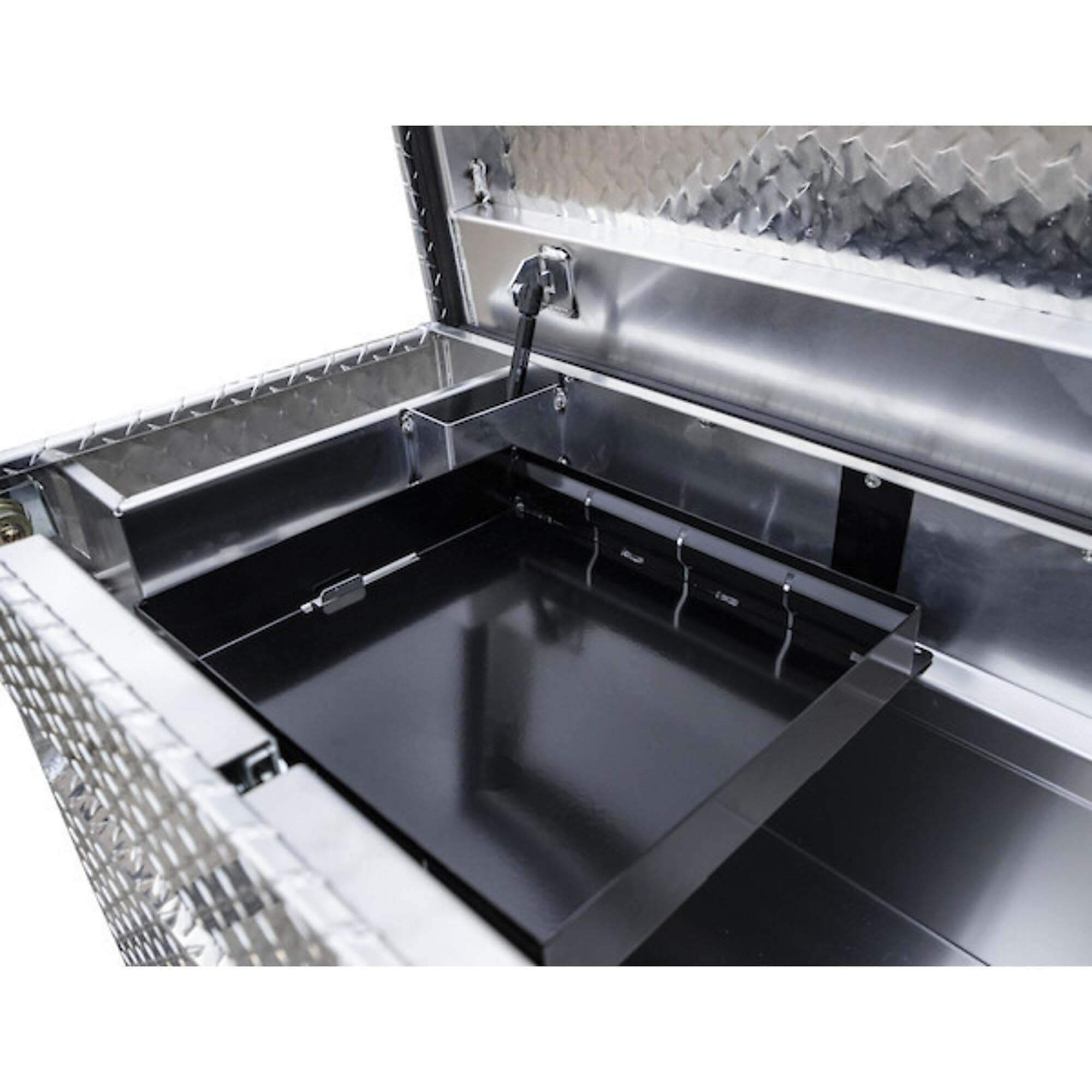 Heavy Duty Crossover Truck Tool Box - Aluminum Diamond Tread Storage Organizer for Equipment & Accessories (63