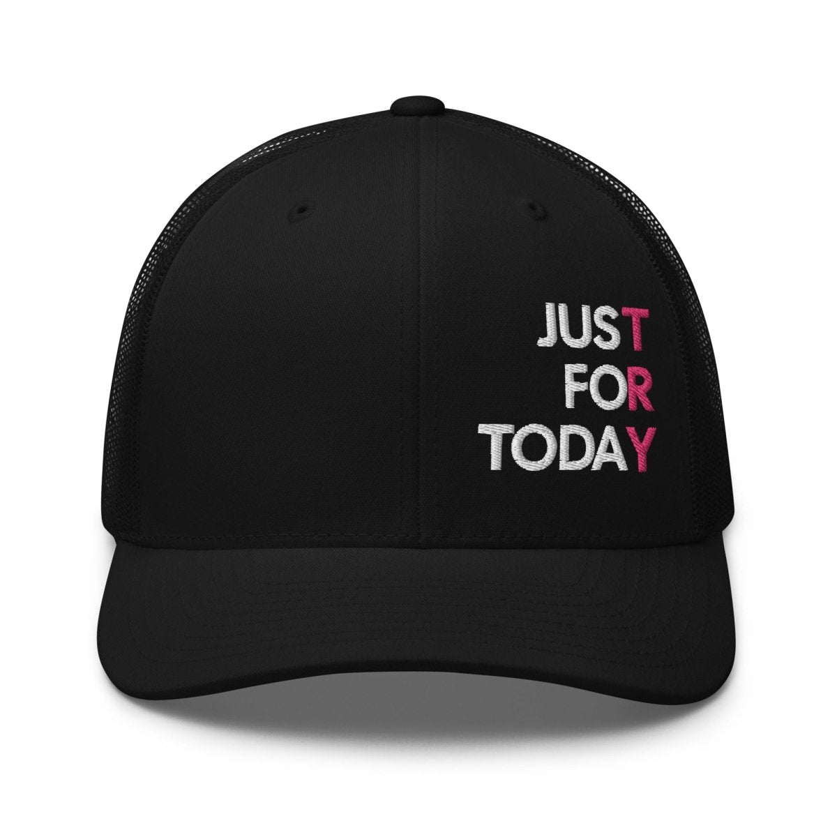 Just for Today Embroidered Trucker Hat - Adjustable Snapback Pink Baseball Cap for Women & Men | Perfect for Outdoor Activities, Sports & Casual Wear