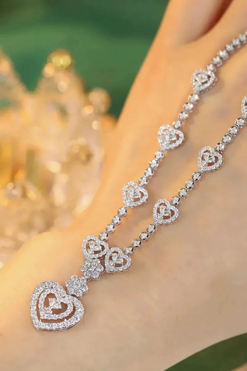 18K White Gold Heart Pendant Necklace with Real Natural Diamonds for Women - Elegant Romantic Jewelry for Parties, Weddings & Special Occasions