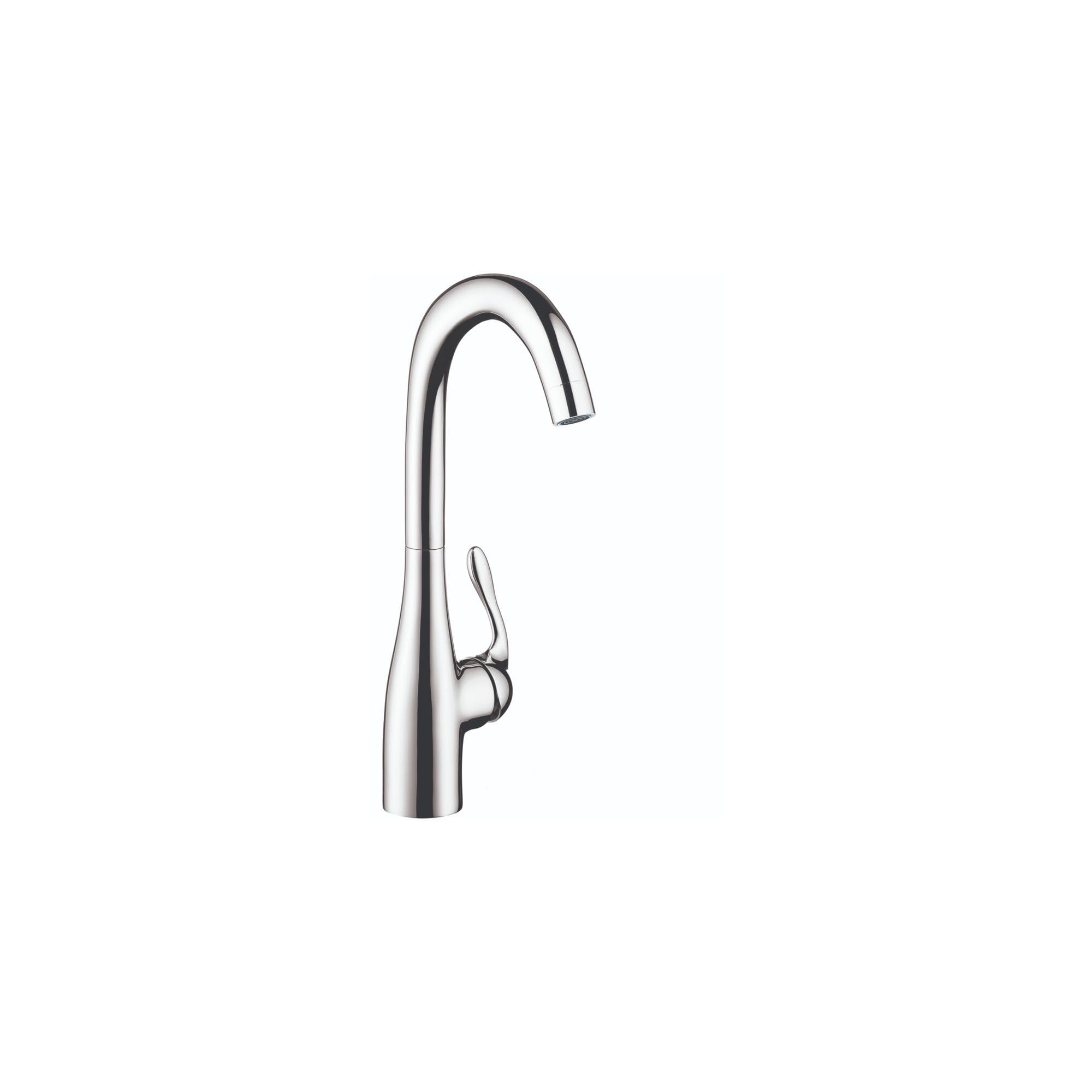 Hansgrohe Allegro E Chrome Bar Kitchen Faucet - Single Hole Bar Sink Faucet with High Arc Spout, Brushed Nickel Finish (Model 14801001) - Perfect for Small Kitchens, Wet Bars, and Prep Sinks