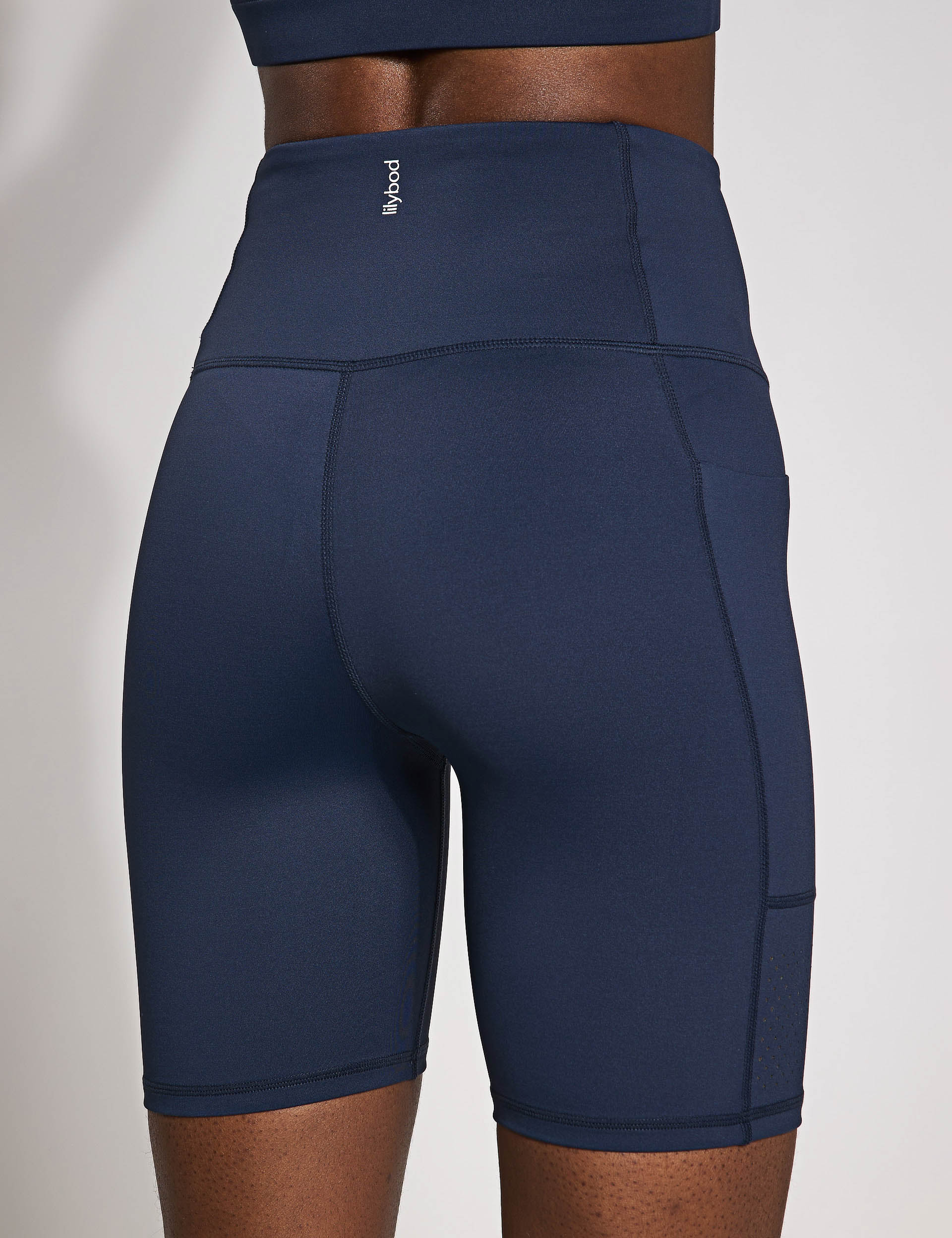 Lottie Women's High Waist Bike Shorts - Navy Blue - Comfortable & Breathable for Cycling, Yoga, and Workouts