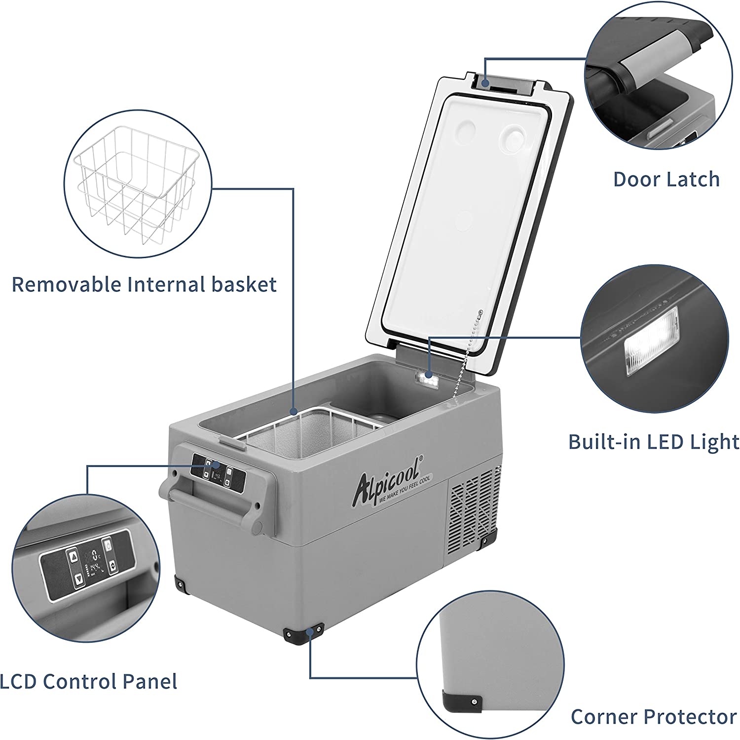 Alpicool CF35 12V Portable Car Refrigerator - Compact Freezer for Road Trips, Camping & Travel - Energy Efficient & Quiet - Certified Refurbished