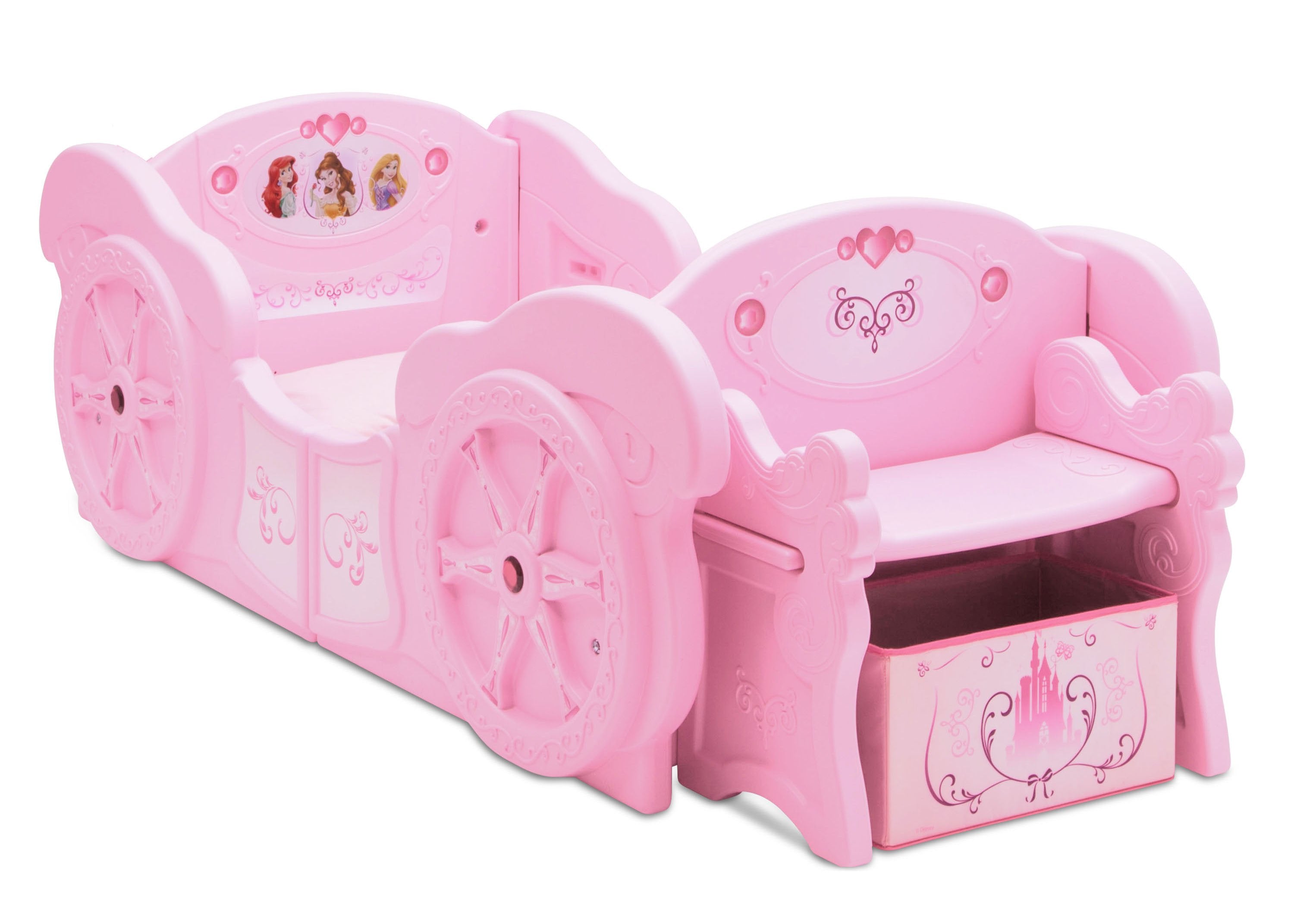 Princess Carriage Convertible Toddler to Twin Bed - Kids Furniture for Girls Room Decor & Nursery - Perfect for Birthday Gifts & Bedroom Makeover