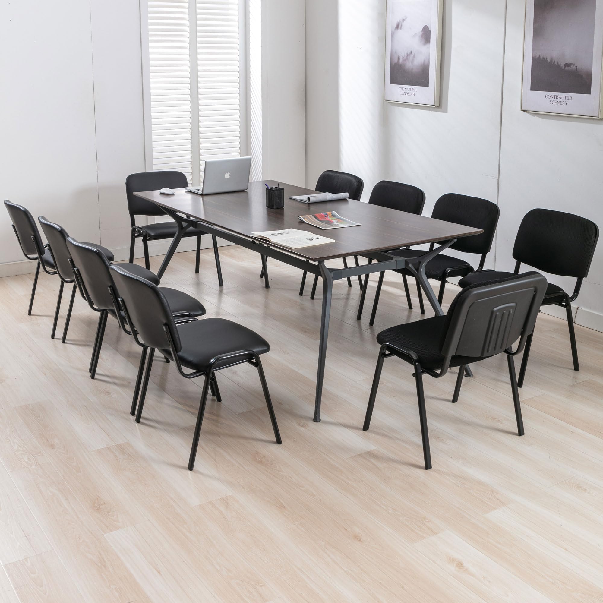 Stackable Black Office Chairs 5-Pack - Armless Mesh Conference Room Chairs for Meetings, Events & Training - Comfortable Reception Desk Chairs for Halls, Waiting Rooms & Office Spaces