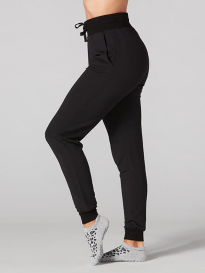 Tavi High Waisted Fitted Women's Jogger Pants - Stretchy Comfortable Workout & Lounge Pants for Yoga, Running & Casual Wear - Ebony