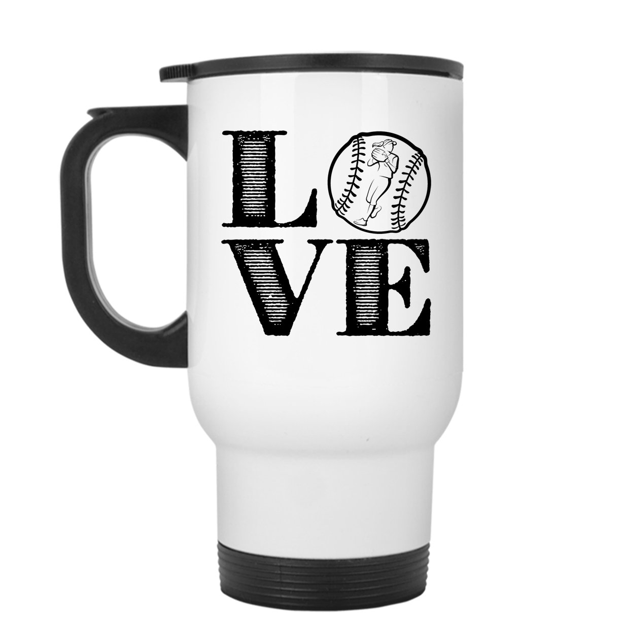 Insulated Stainless Steel Softball Travel Mug - Perfect for Coffee & Tea On-The-Go - Great Gift for Softball Players & Fans