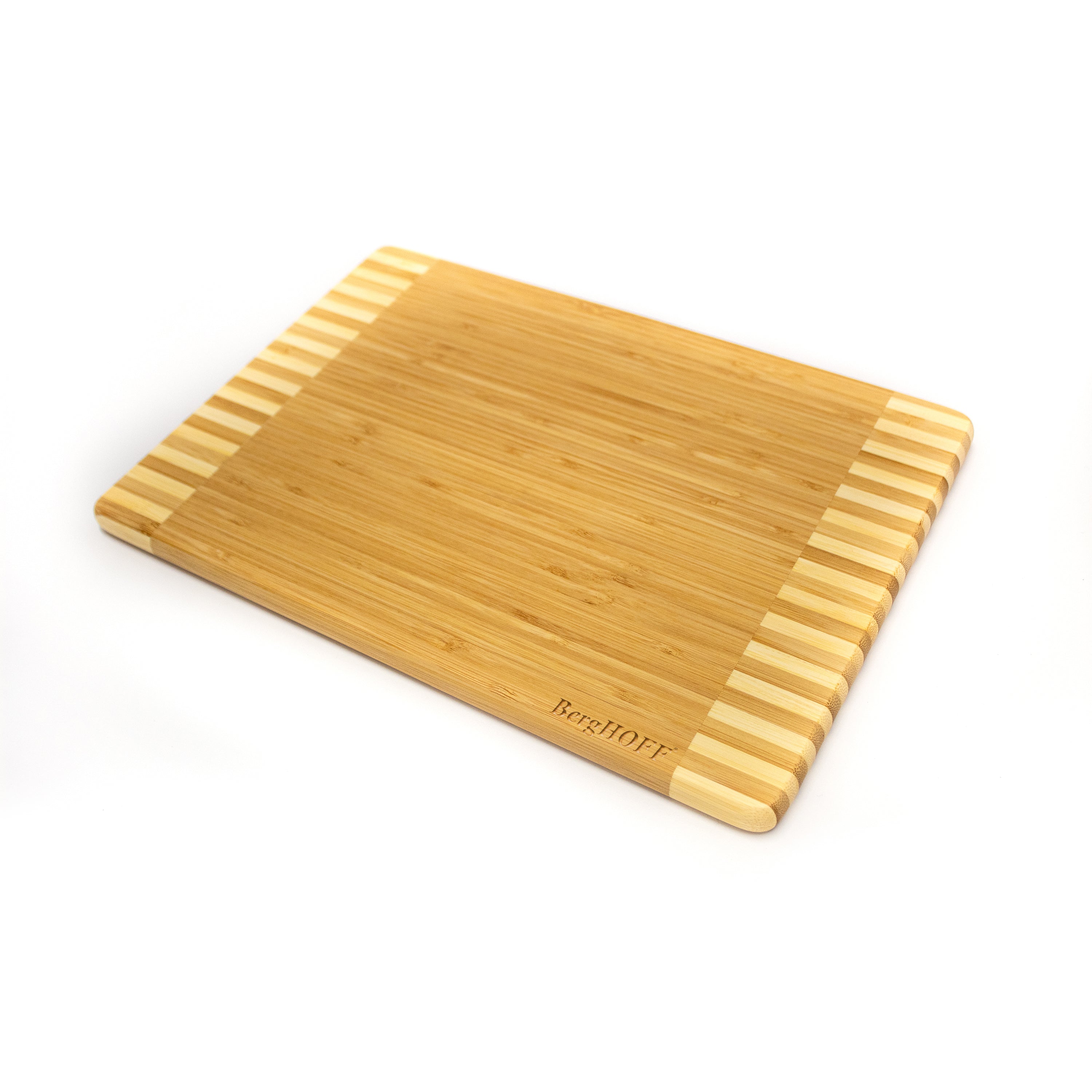 BergHOFF Bamboo 13 x 9 Inch Rectangle Cutting Board with Two-Toned Stripe Design - Perfect for Meal Prep, Slicing Vegetables, and Serving Charcuterie