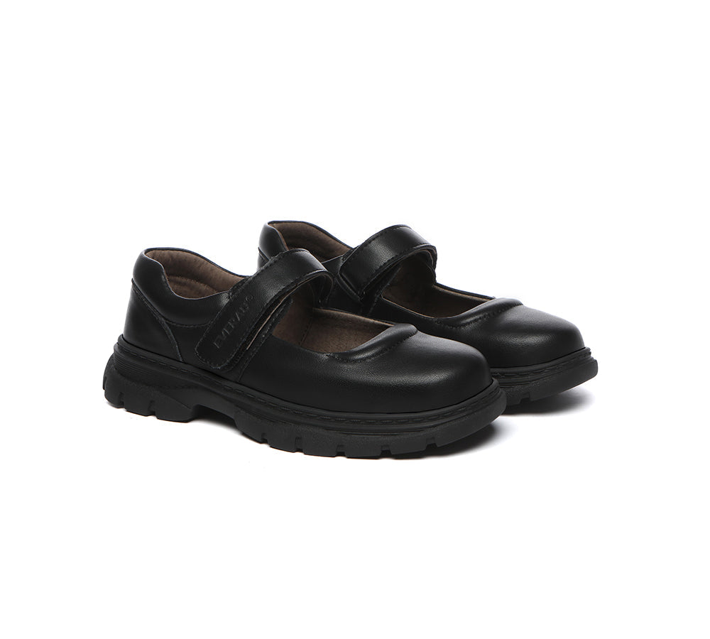 EVERAU® Premium Black Leather School Shoes for Boys & Girls - Comfortable & Durable Kids Dress Shoes for School, Church & Formal Occasions