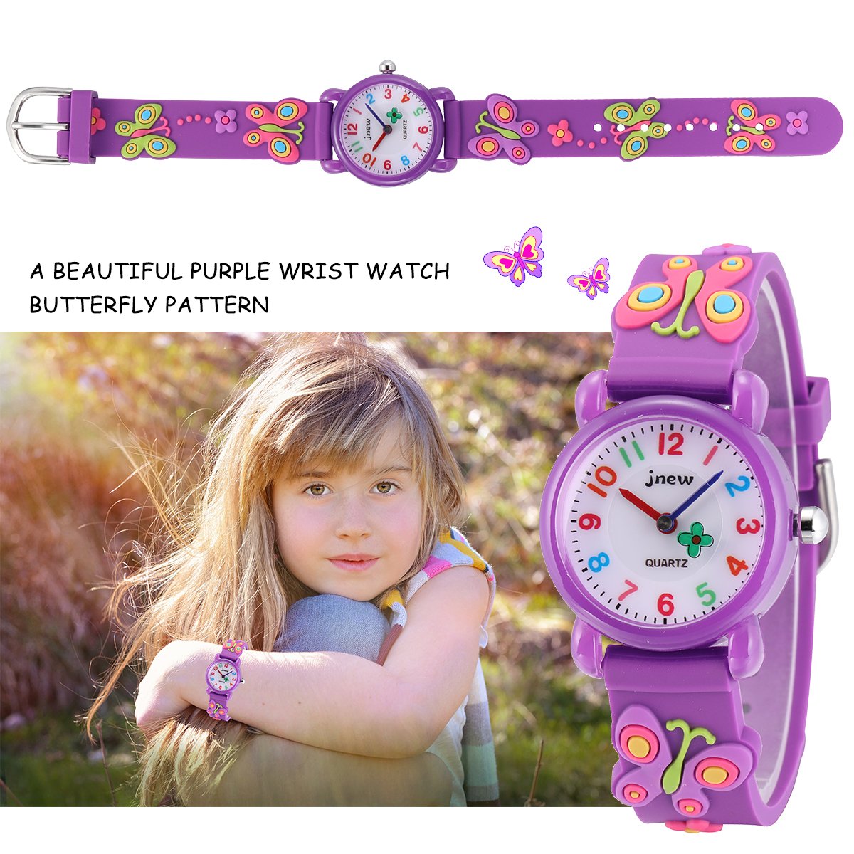 **Jewtme Kids Analog Watch for Boys & Girls Ages 3-8 - 3D Silicone Cartoon Watch with Time Teaching Function - Perfect for School, Playtime & Learning to Tell Time**