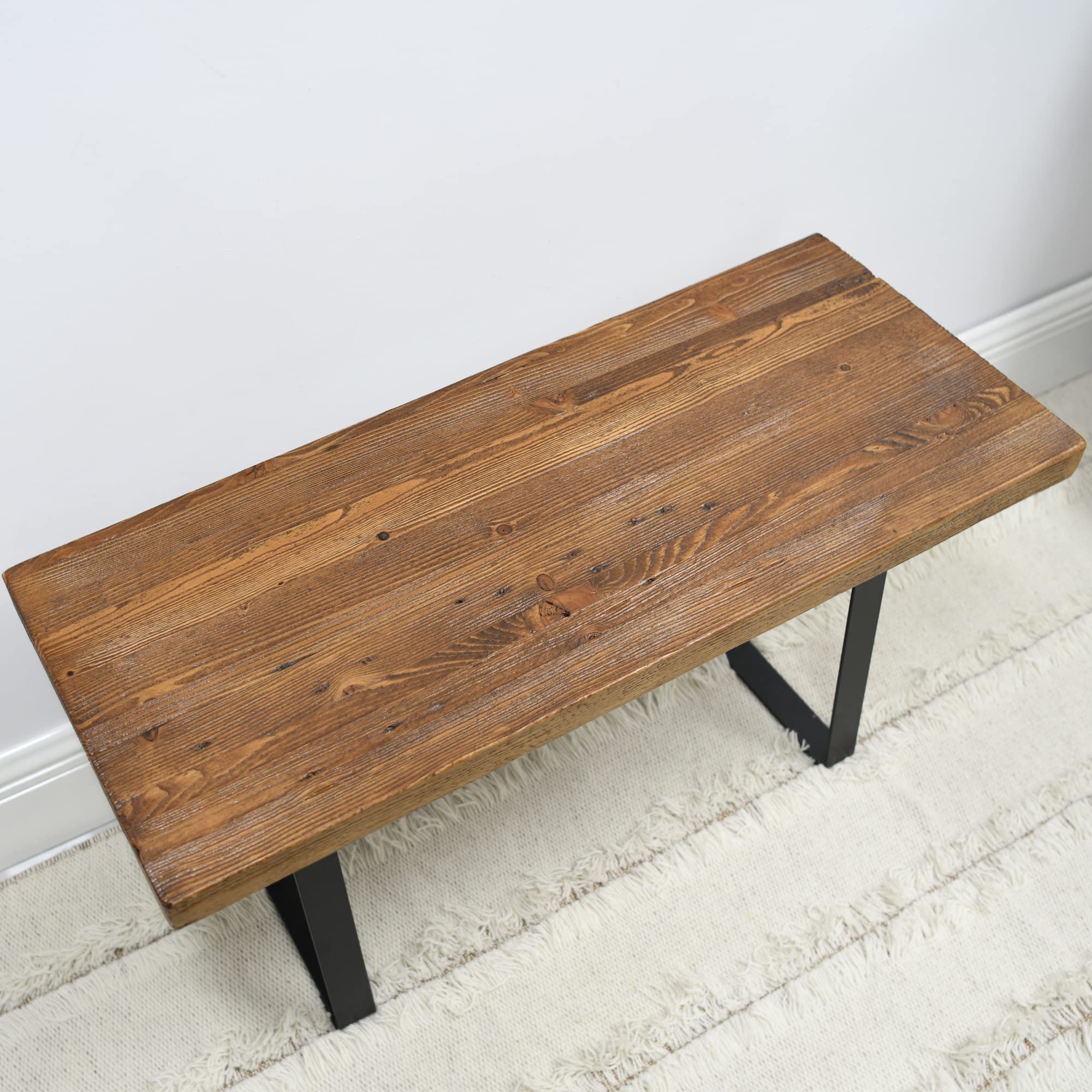 Solid Reclaimed Pine Wood Entryway Bench - 33