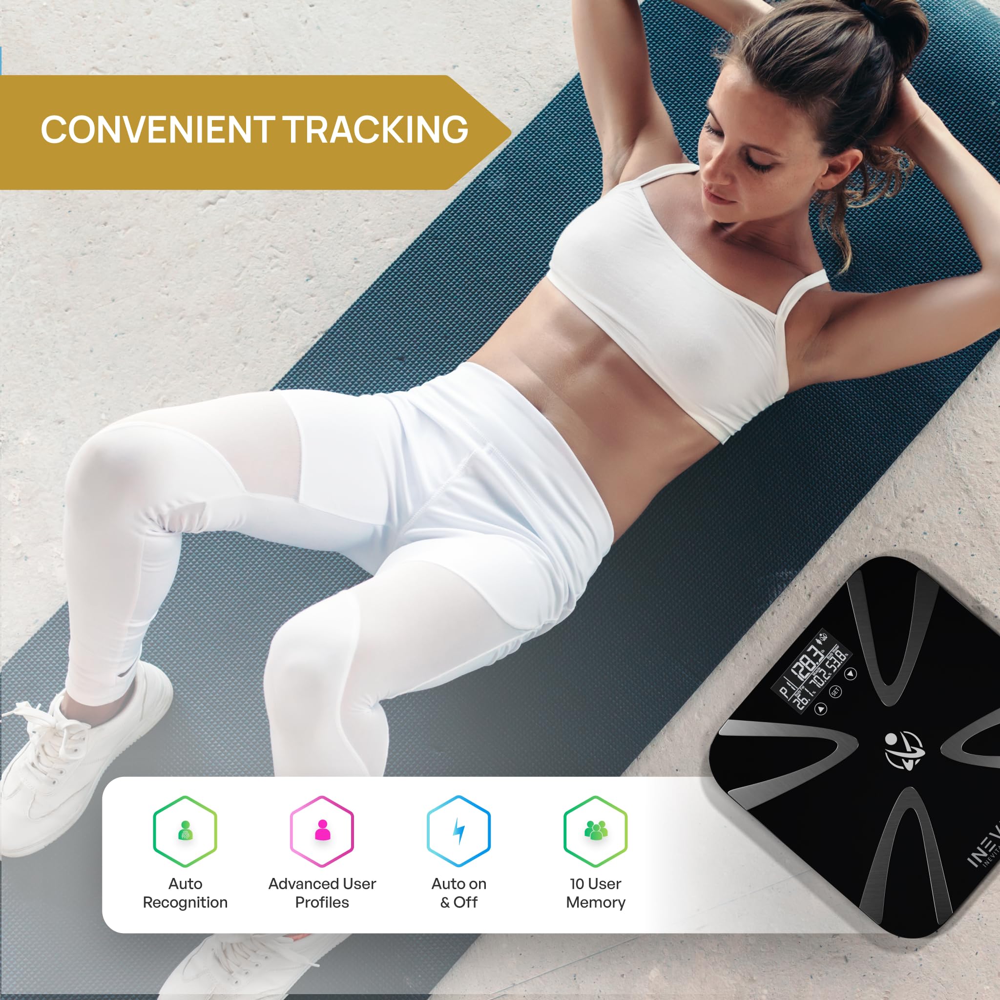 INEVIFIT Smart Body Analyzer Scale & Digital Kitchen Scale Bundle - Accurate Body Composition & Nutrition Tracking with BMI, Weight, Fat - Perfect for Home Gym & Healthy Cooking (Batteries Included)