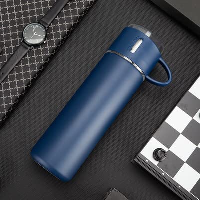 Premium 304 Stainless Steel Double-Wall Vacuum Insulated Water Bottle - 18oz Portable Thermos for Hot & Cold Drinks, Leakproof Travel Mug with Frosted Finish (Blue) - Ideal for Office, Gym, Hiking & Outdoor Activities
