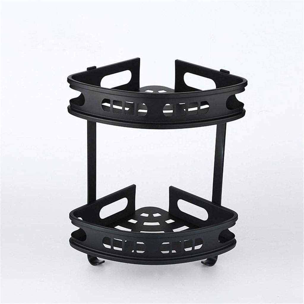 UXZDX CUJUX Double Space Aluminum Black Storage Rack Basket - Bathroom Shelf Organizer for Towels & Toiletries - Perfect for Small Spaces & Modern Bathroom Decor
