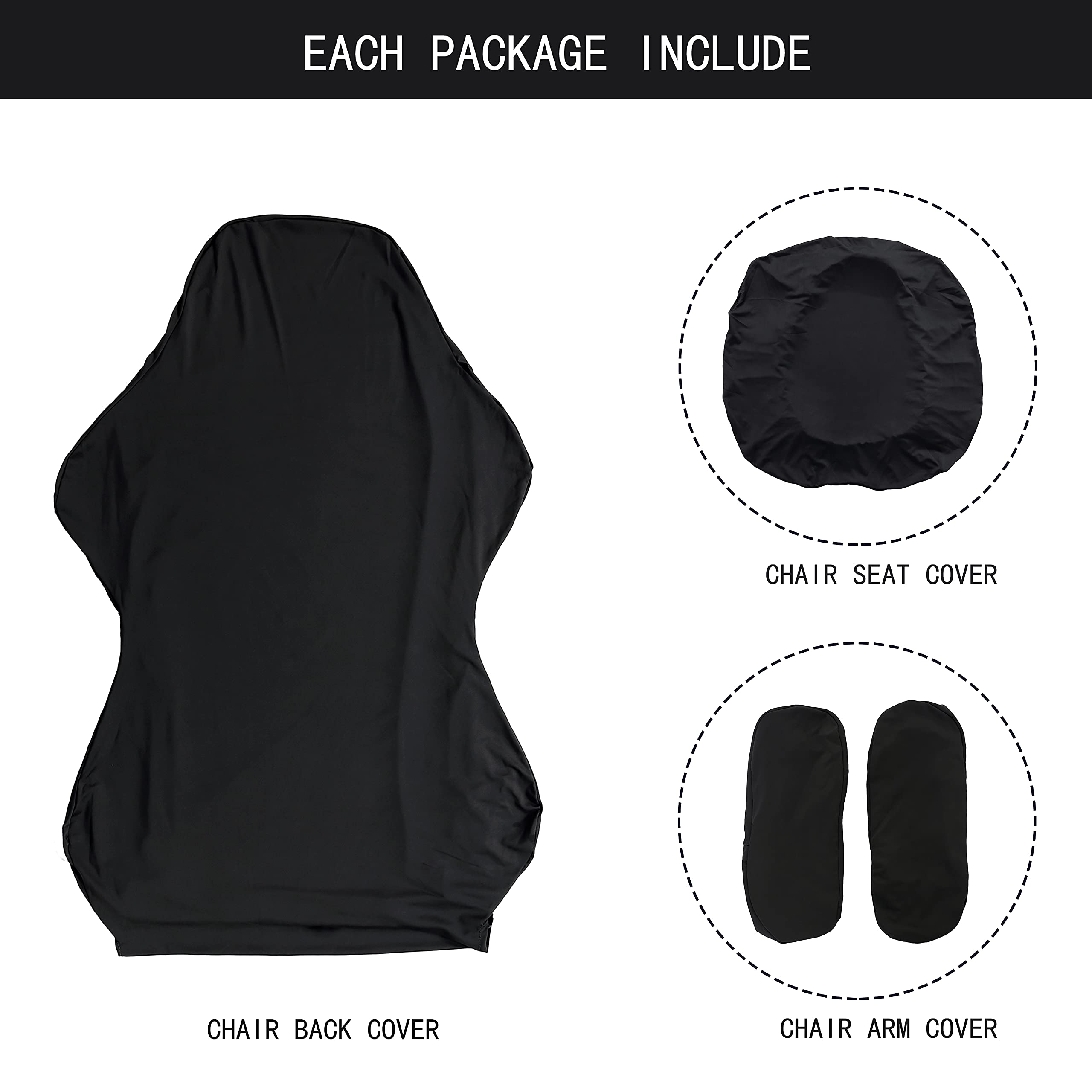 SARAFLORA Stretchable Washable Gaming Chair Cover - Universal Fit for Armchair, Swivel Chair, Office Chair & Computer Boss Chair - Black X-Large - Perfect for Home Office, Gaming Setup & Workspace Comfort