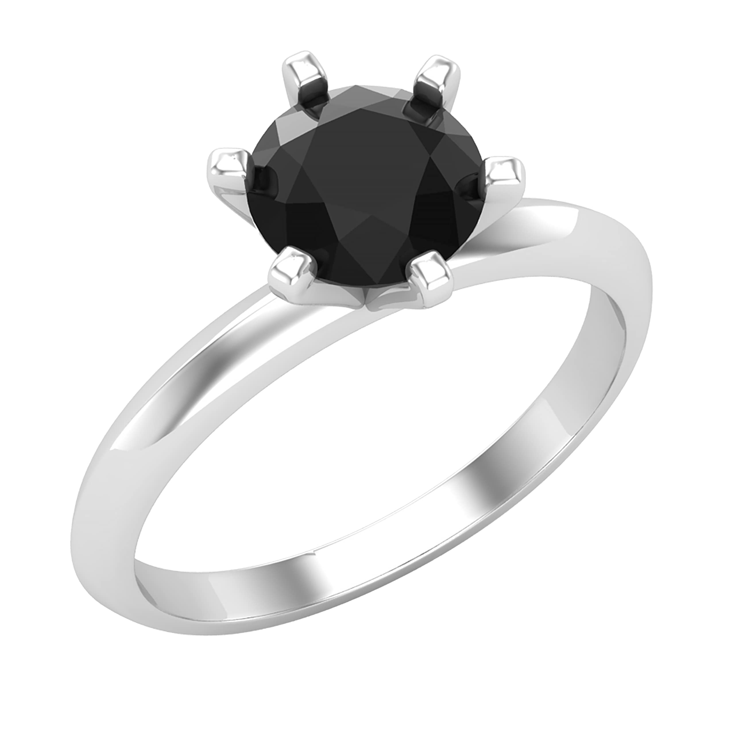 18K White Gold Round Black Diamond Solitaire Engagement Ring for Women - Dazzlingrock Collection | Perfect for Proposals, Anniversaries & Special Occasions