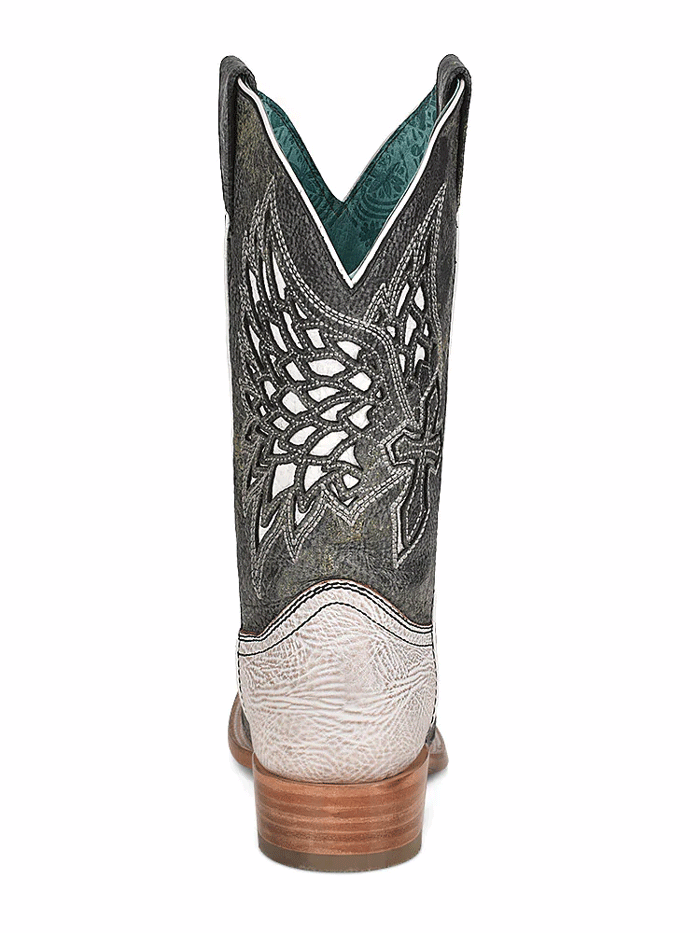 Corral A4333 Women's Western Boots - Square Toe with Inlay & Embroidery - Black & White Cowgirl Boots for Country Dancing & Rodeo Events
