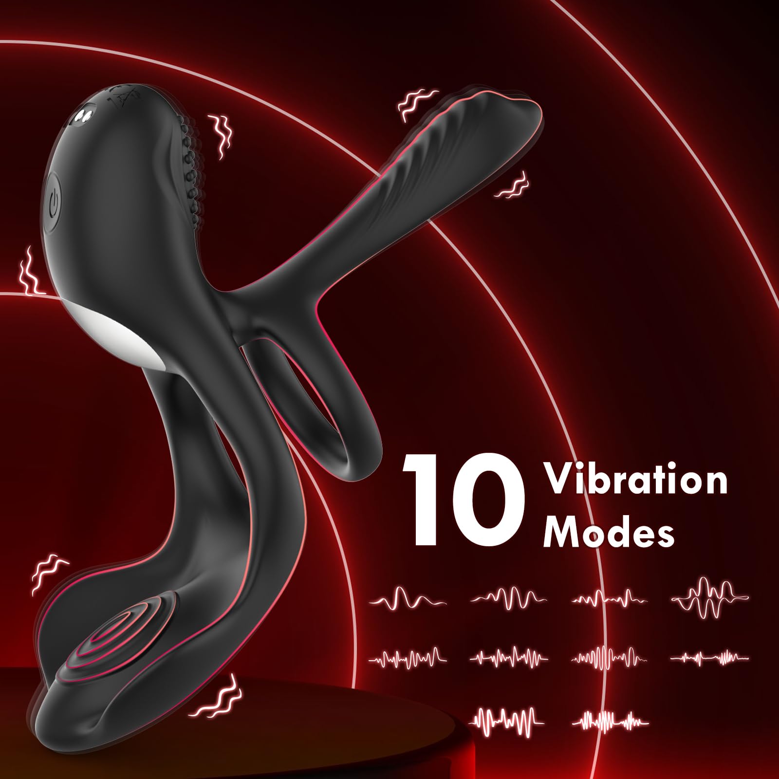 3 in 1 Vibrating Cock Ring Sex Toy for Couples - 10 Powerful Vibration Modes for Penis & Clitoral Stimulation | Waterproof G-Spot & Erection Enhancer | Adult Pleasure Toy for Men & Women | Perfect for Romantic Nights & Spicing Up Relationships