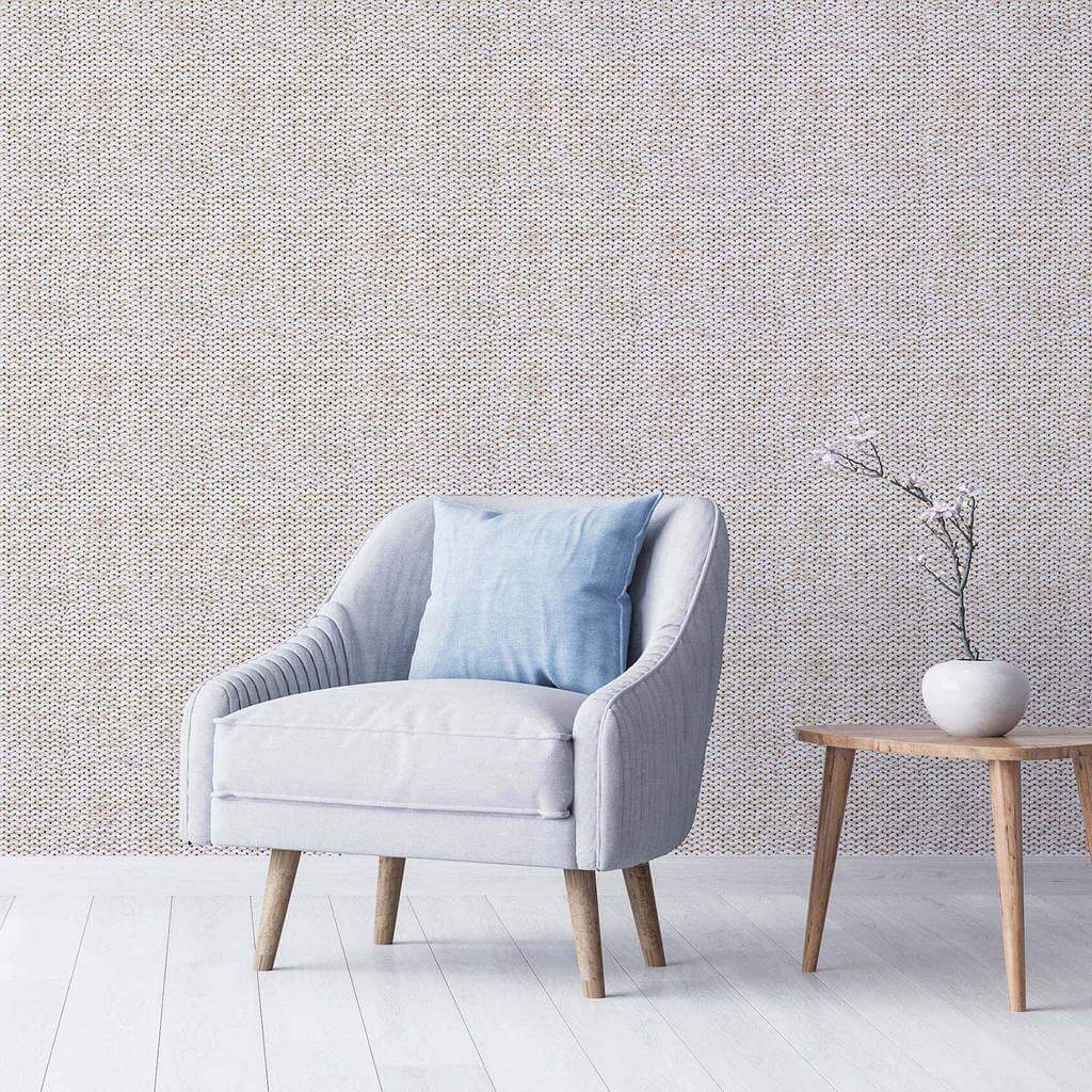 Beige Knit Peel and Stick Removable Wallpaper 9259 - Self-Adhesive Decorative Wall Covering for Bedroom, Living Room & Home Office