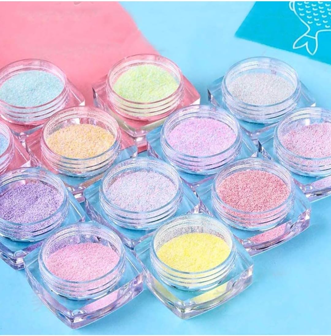 Shiny Nail Pigment Powder - 12 Pack Acrylic Dipping Glitter for Nail Art, Manicure & Pedicure - Perfect for Salon, Home DIY & Professional Nail Design