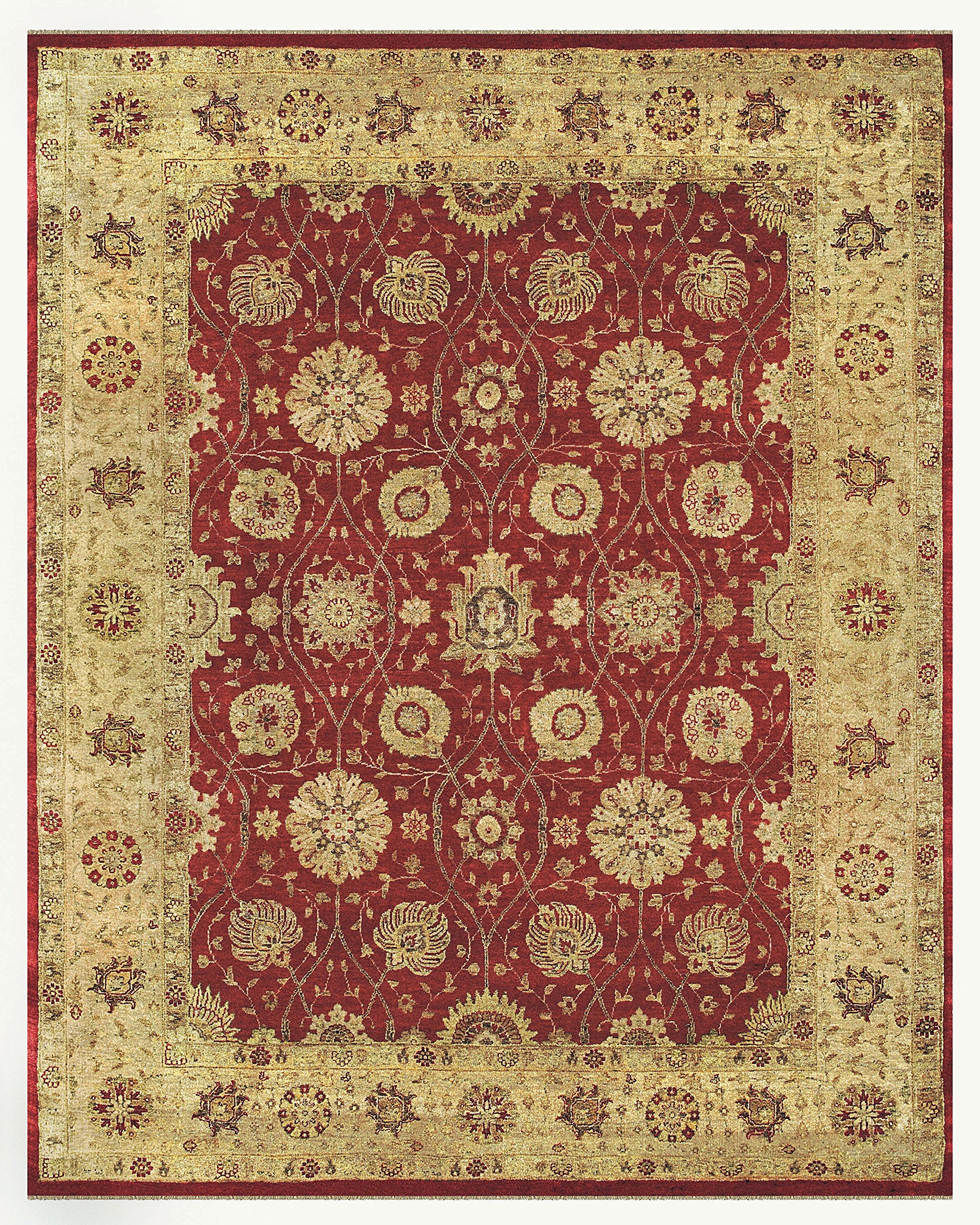 Feizy Drake Handmade Red & Beige Area Rug - Soft & Durable for Living Room, Bedroom, or Office Decor