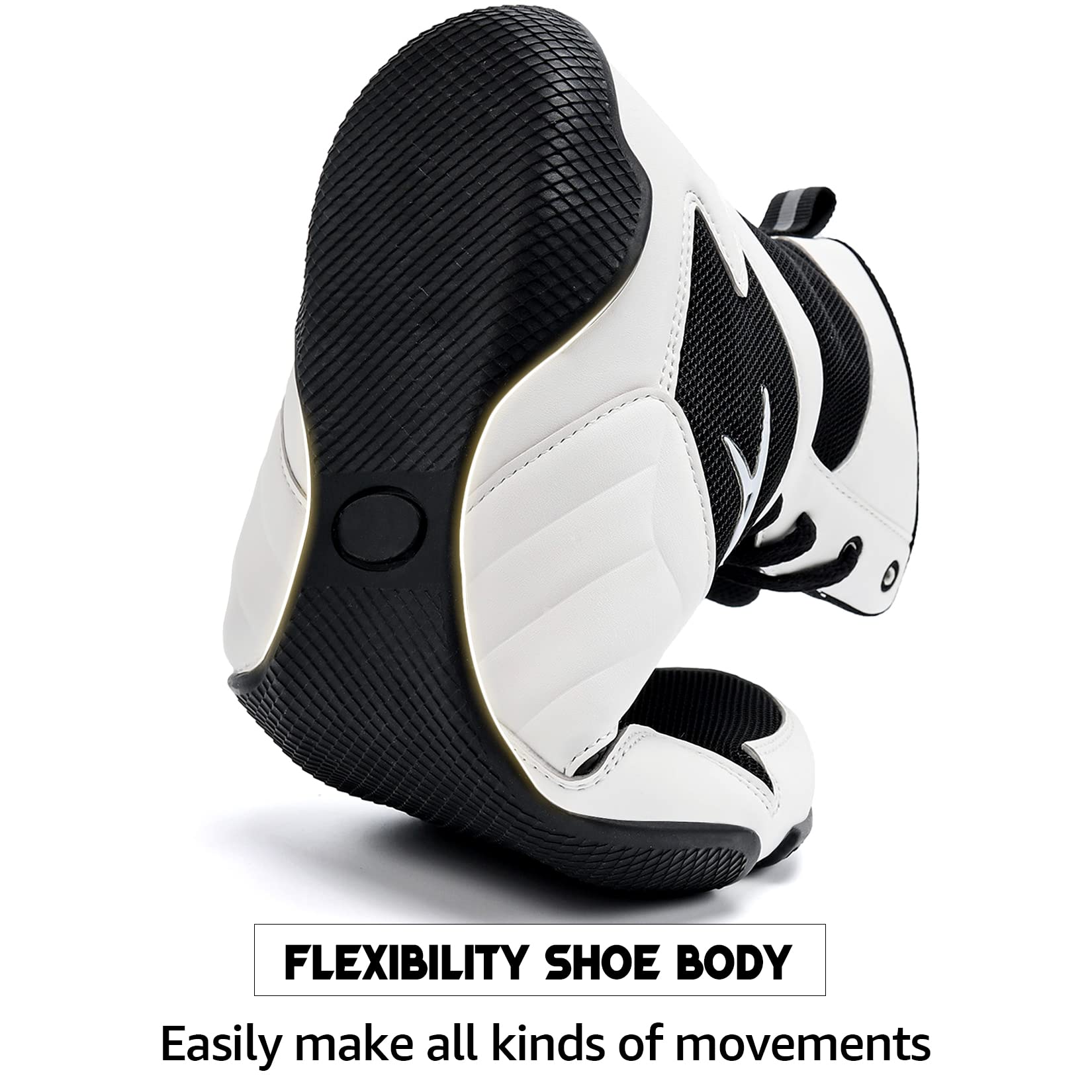 ASHION Men's Wrestling Shoes - High Top Boxing & Fitness Sneakers with Zero Drop Sole for MMA, Training & Gym Workouts