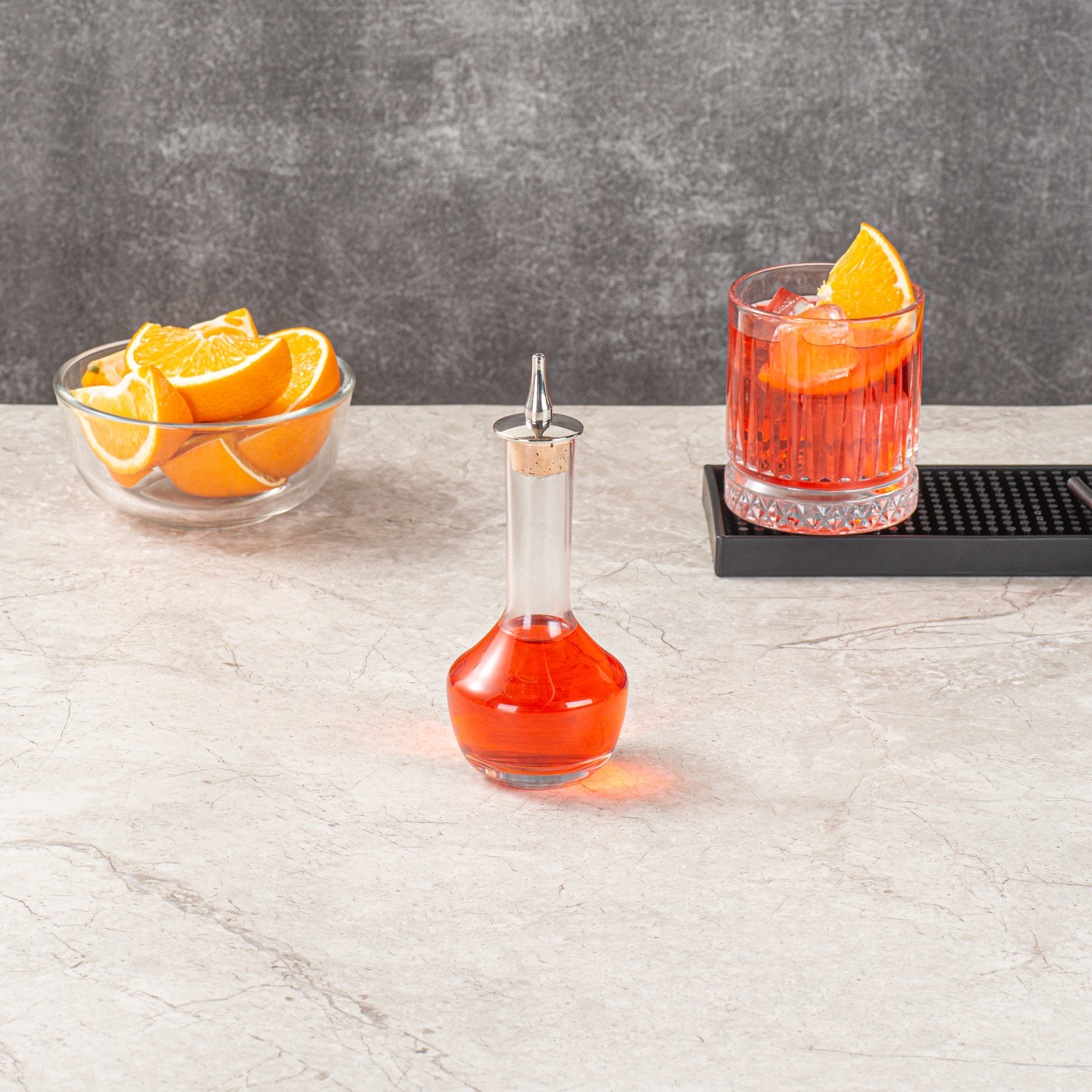 Premium 4 oz Glass Bitters Bottle with Silver Dasher - Modern Bar Accessory for Cocktails & Mixology - 5.75