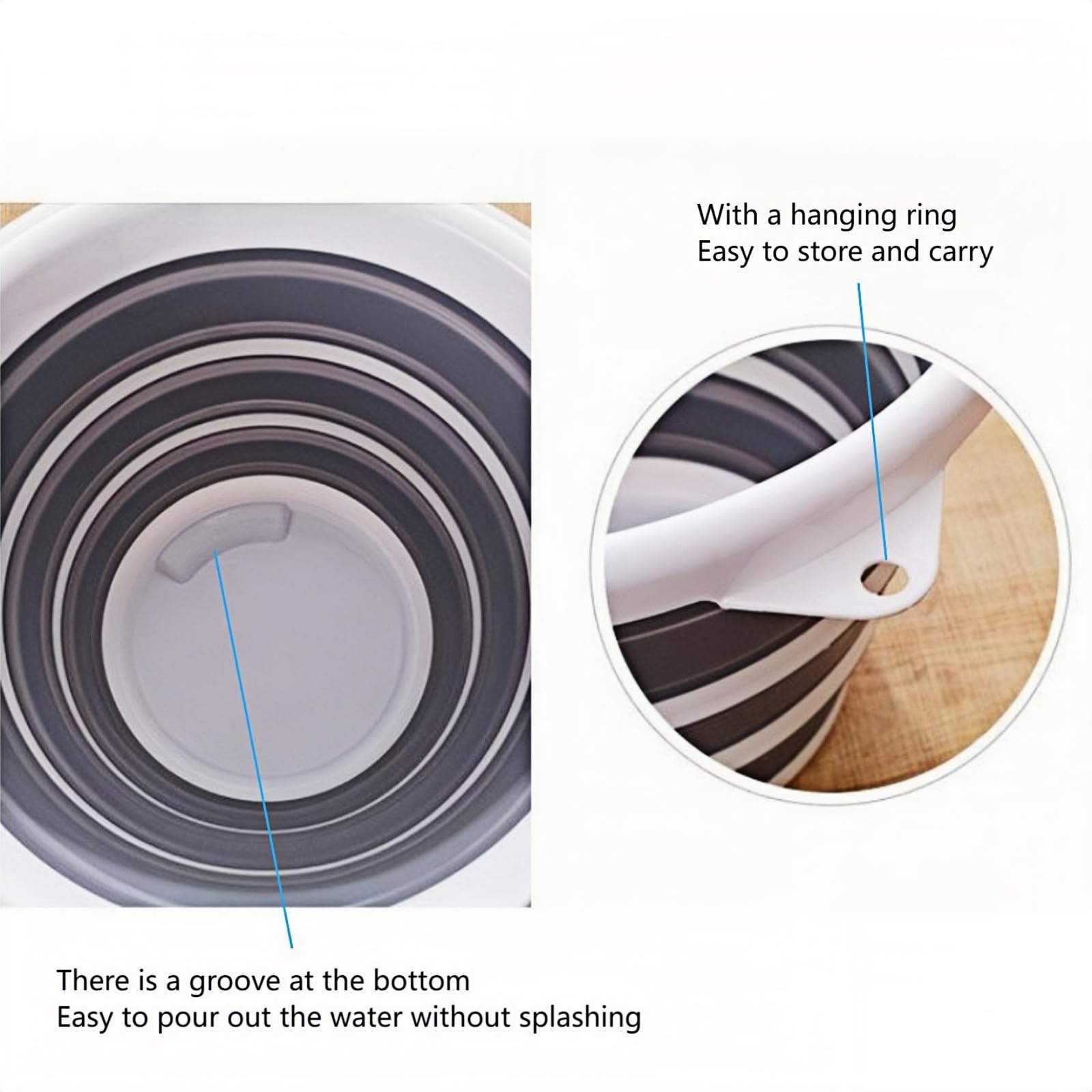 Collapsible Bucket 2.6 Gallons (10L) - Portable Foldable Cleaning Bucket with Handle for Car Washing, Mop, Fishing, Camping, Garden & Beach | Space Saving Design for Home & Outdoor Use
