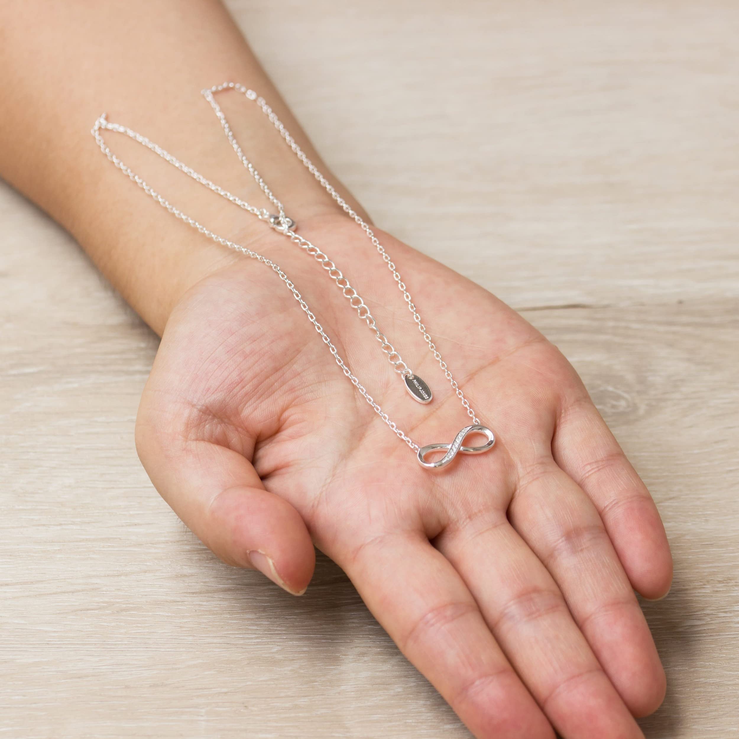 Silver Plated Infinity Pendant Necklace with Zirconia Crystals - Perfect for Gifts & Special Occasions