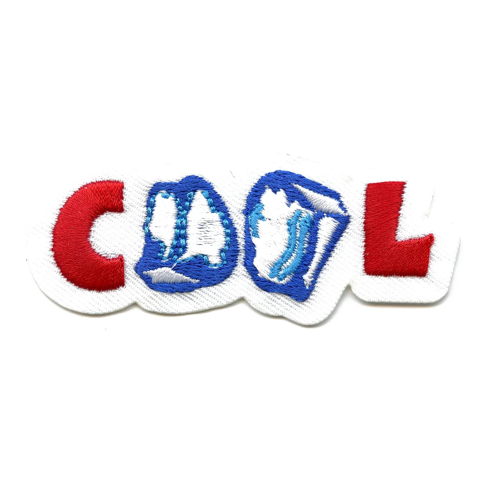 Cool Iron On Embroidered Ice Cubes Patch Word Badge for Jackets, Hats & Backpacks - Fun DIY Fashion Accessory for Teens and Adults