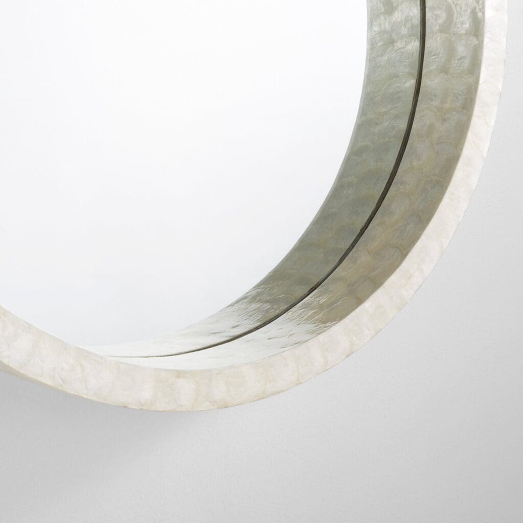 Cyan Design 11592 Triton Round Mirror - Large White Wall Mirror for Living Room, Bedroom & Bathroom Decor