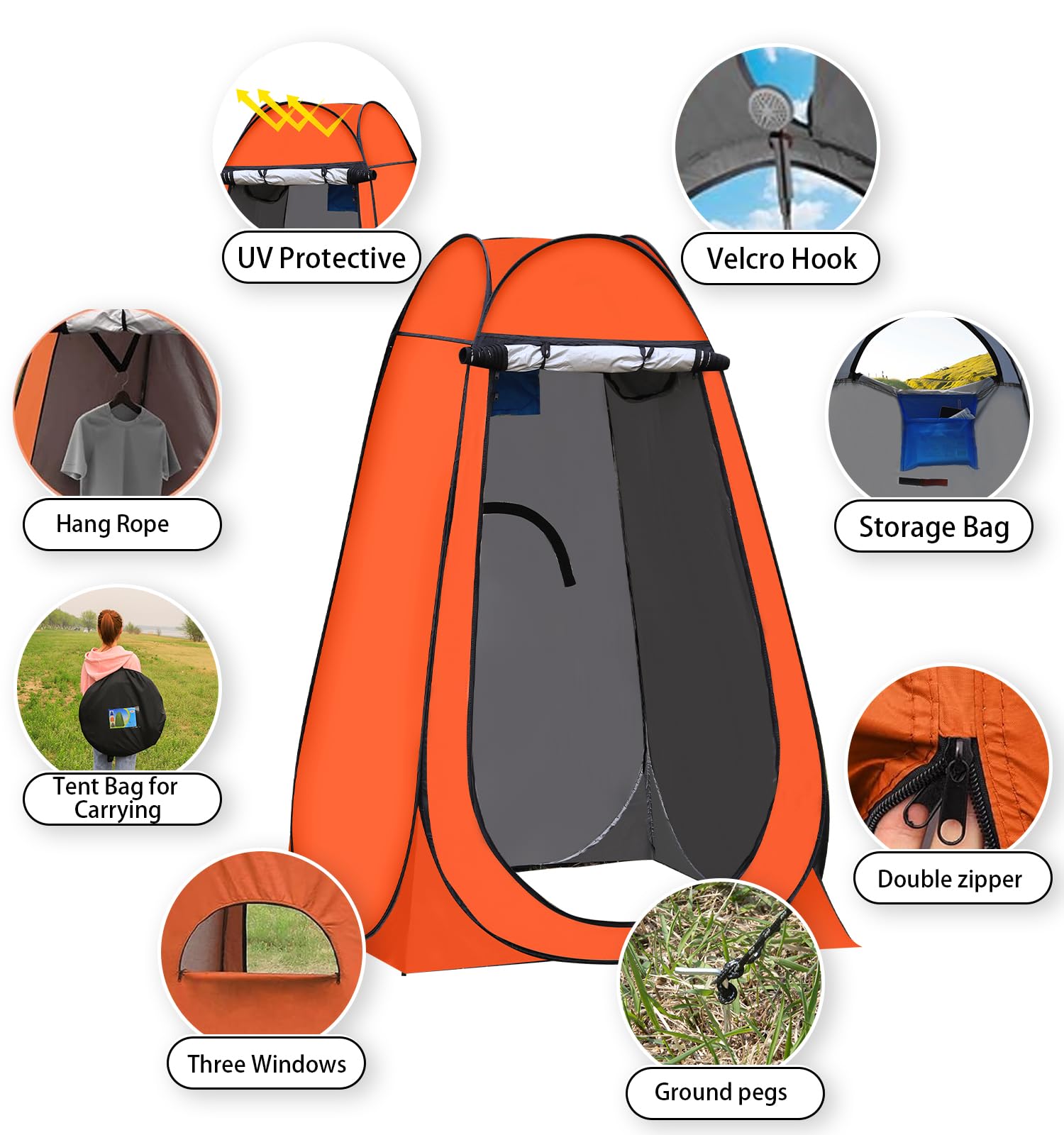 Portable Pop Up Privacy Tent for Camping - Instant Outdoor Shower & Toilet Tent, Spacious Dressing Room for Hiking, Beach, Picnic & Fishing - Includes Carrying Bag | Perfect for Camping Trips, Beach Days & Outdoor Adventures