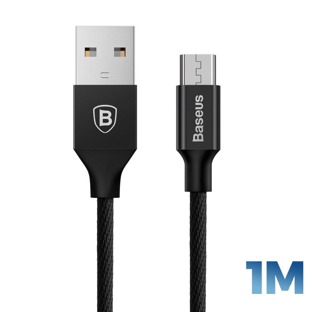 Baseus 1M Micro USB Cable Fast Charging 2A - Yiven Series Durable Charging Cord for Android Phones, Tablets, Power Banks - Perfect for Home, Office & Travel Use