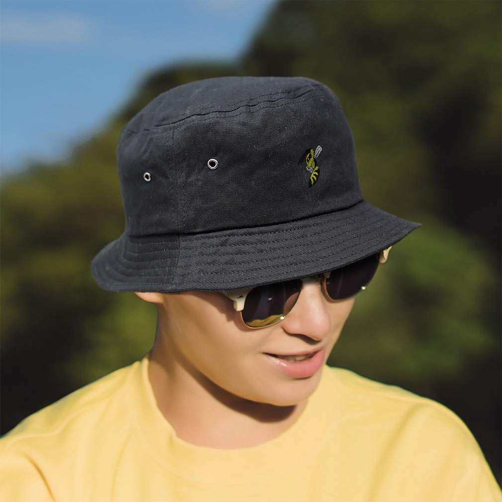 Custom Bucket Hat with Insect Hornet Mascot Embroidery - Cotton Unisex Adjustable Sun Hat for Men & Women - Perfect for Outdoor Activities, Sports, and Casual Wear