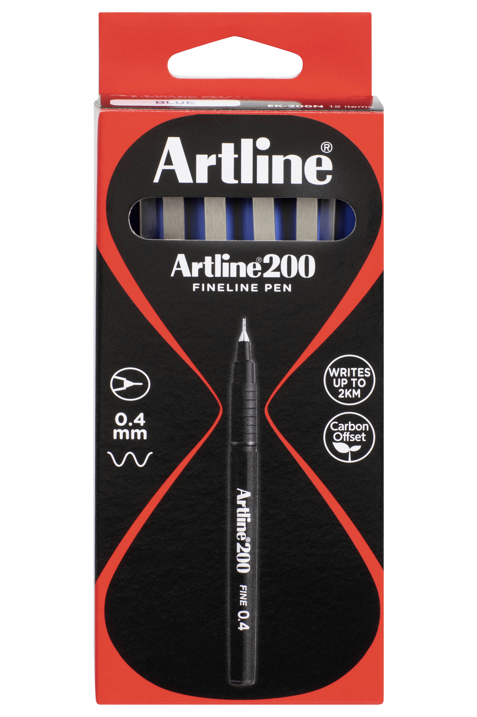 Artline 200 Fineliner Pen 0.4mm Blue - 12 Pack Set for Sketching, Journaling & Note Taking - Premium Fine Tip Marker Pens for Artists, Students & Office Use