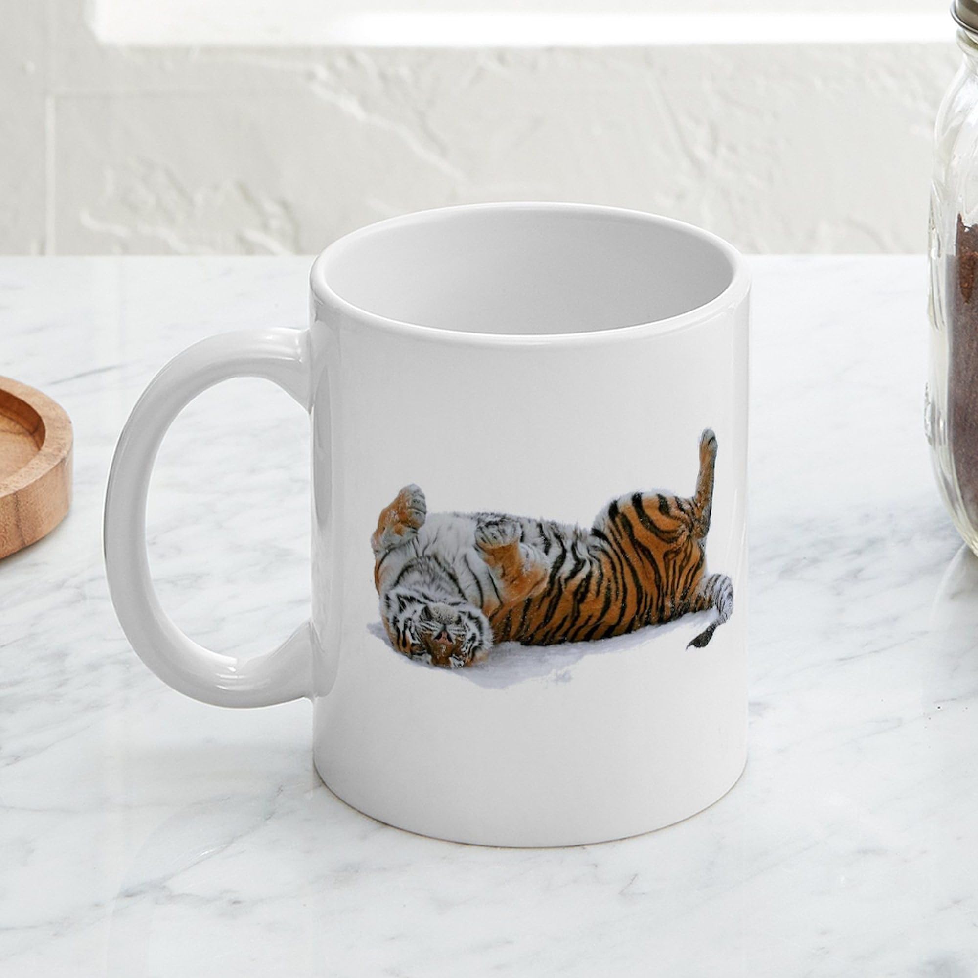 Tiger Print Ceramic Coffee Mug 11 oz (325 ml) - Perfect for Home, Office & Gifts - Unique Animal Design Coffee Cup for Tea, Hot Chocolate & Beverages