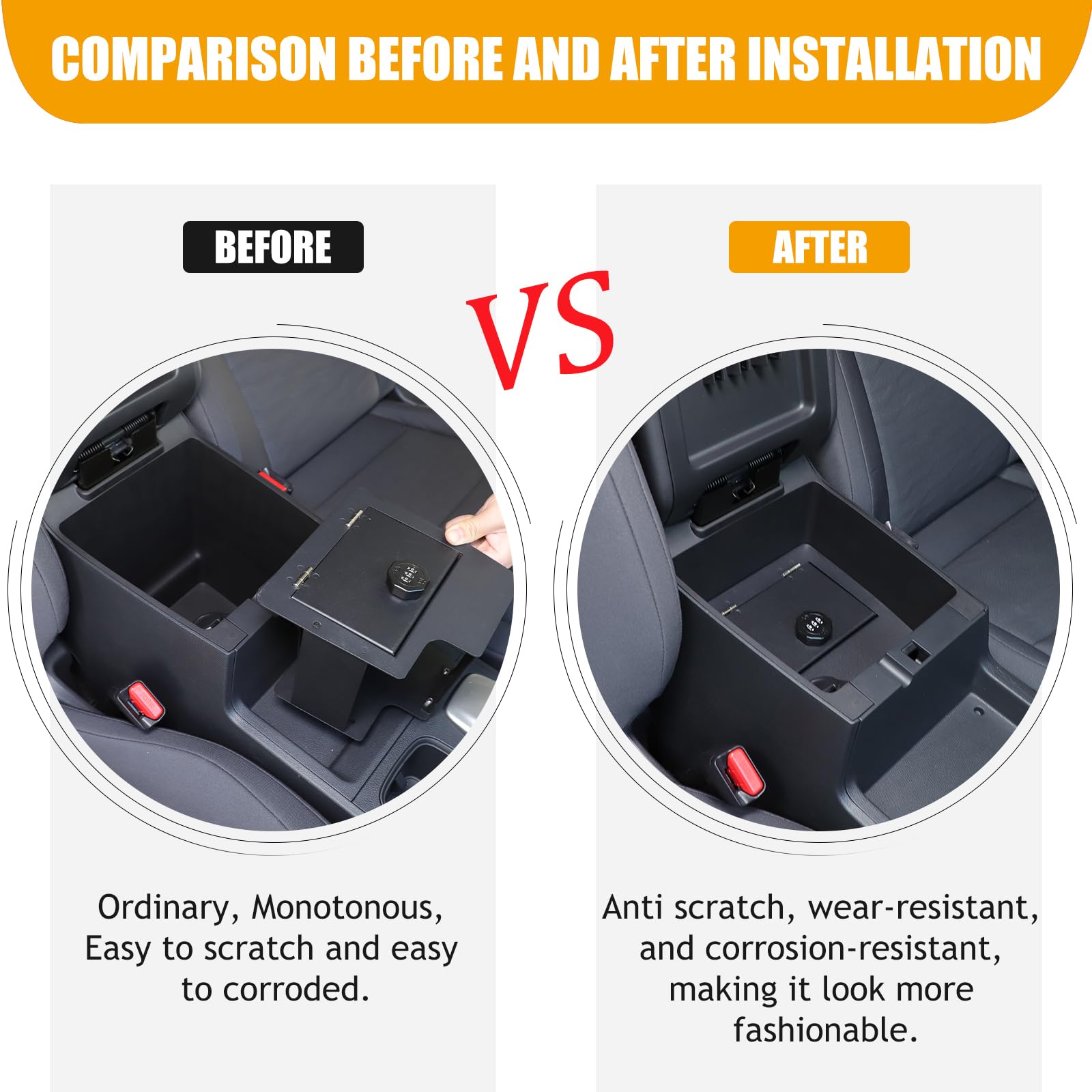 2022-2025 Nissan Frontier Car Armrest Safe Box with 3-Digit Combination Lock - Center Console Storage Organizer for Valuables | Secure Storage Solution for Road Trips & Daily Commute