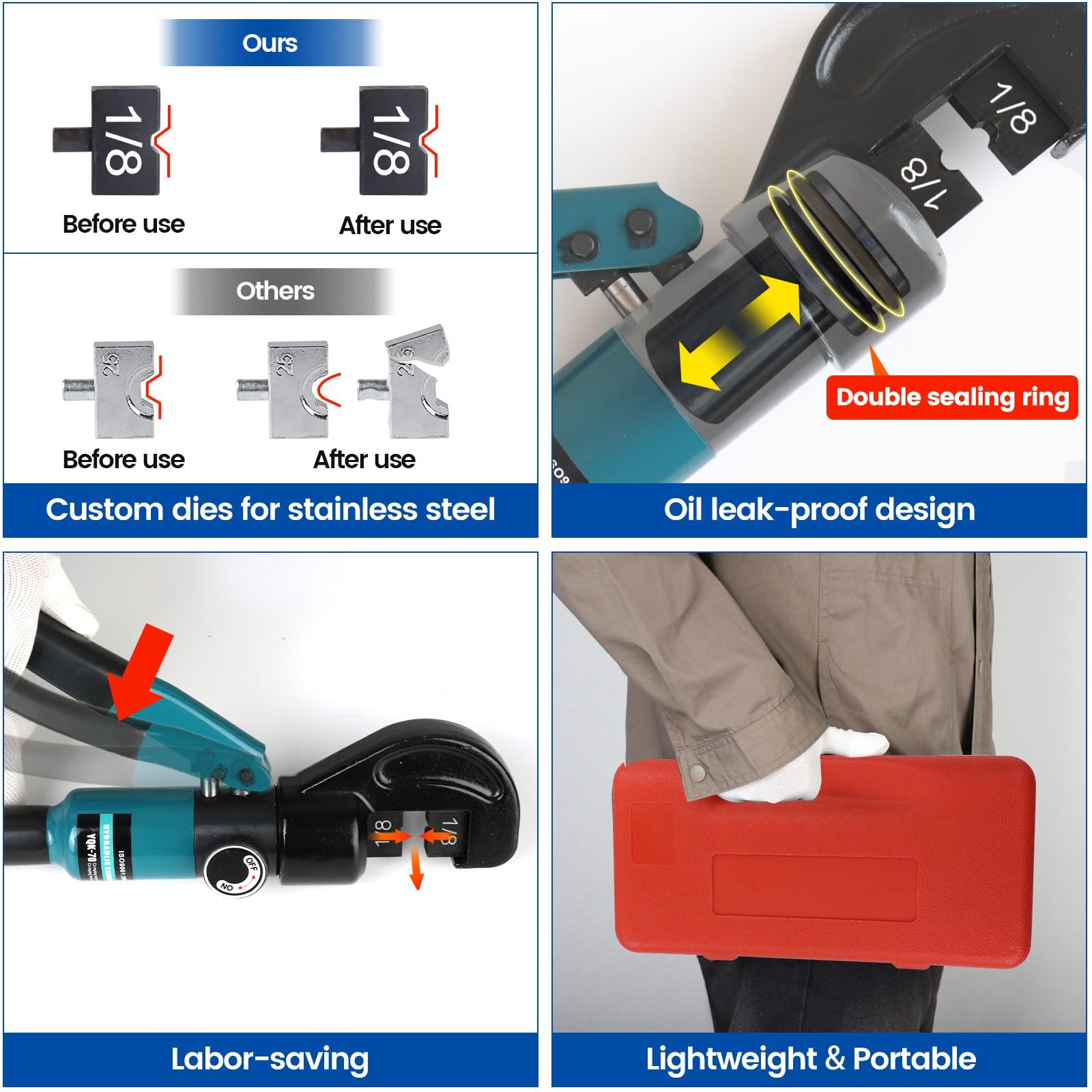 Muzata Upgraded Hydraulic Crimping Tool for 1/8