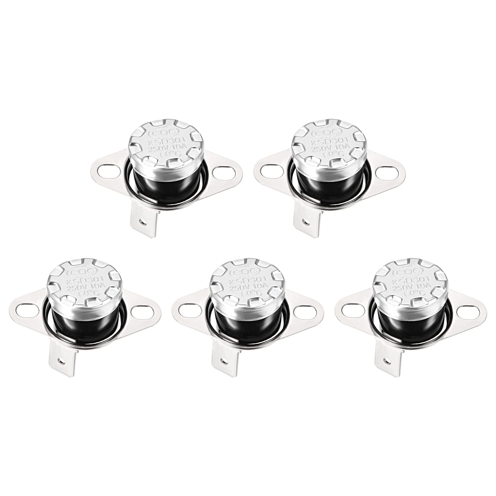 KSD301 60°C NC Thermostat Temperature Control Switch - Normally Closed, 90°C Angle, 5-Pack | for Microwave Ovens, Refrigerators & Home Appliances | Reliable Thermal Protection Solution