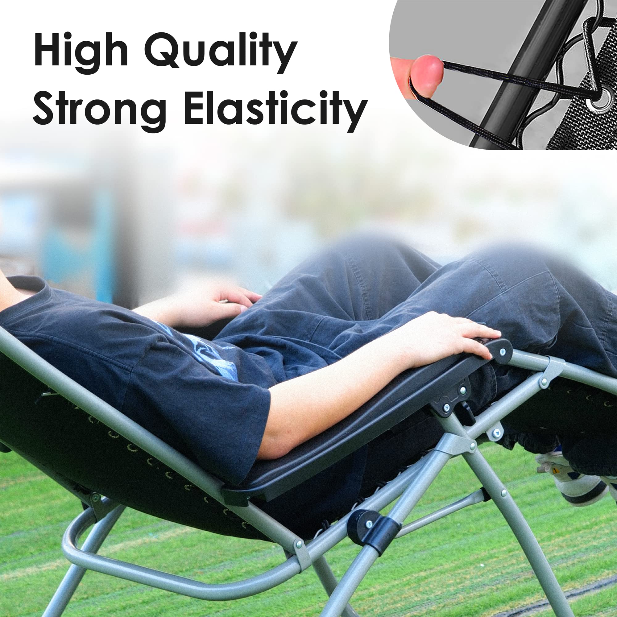 Zero Gravity Chair Replacement Bungee Cords - 4-Pack Nylon Stretch Elastic Laces for Antigravity, Patio & Lawn Chair Repair - Durable Outdoor Lounge Chair Accessories for Relaxation & Backyard Comfort