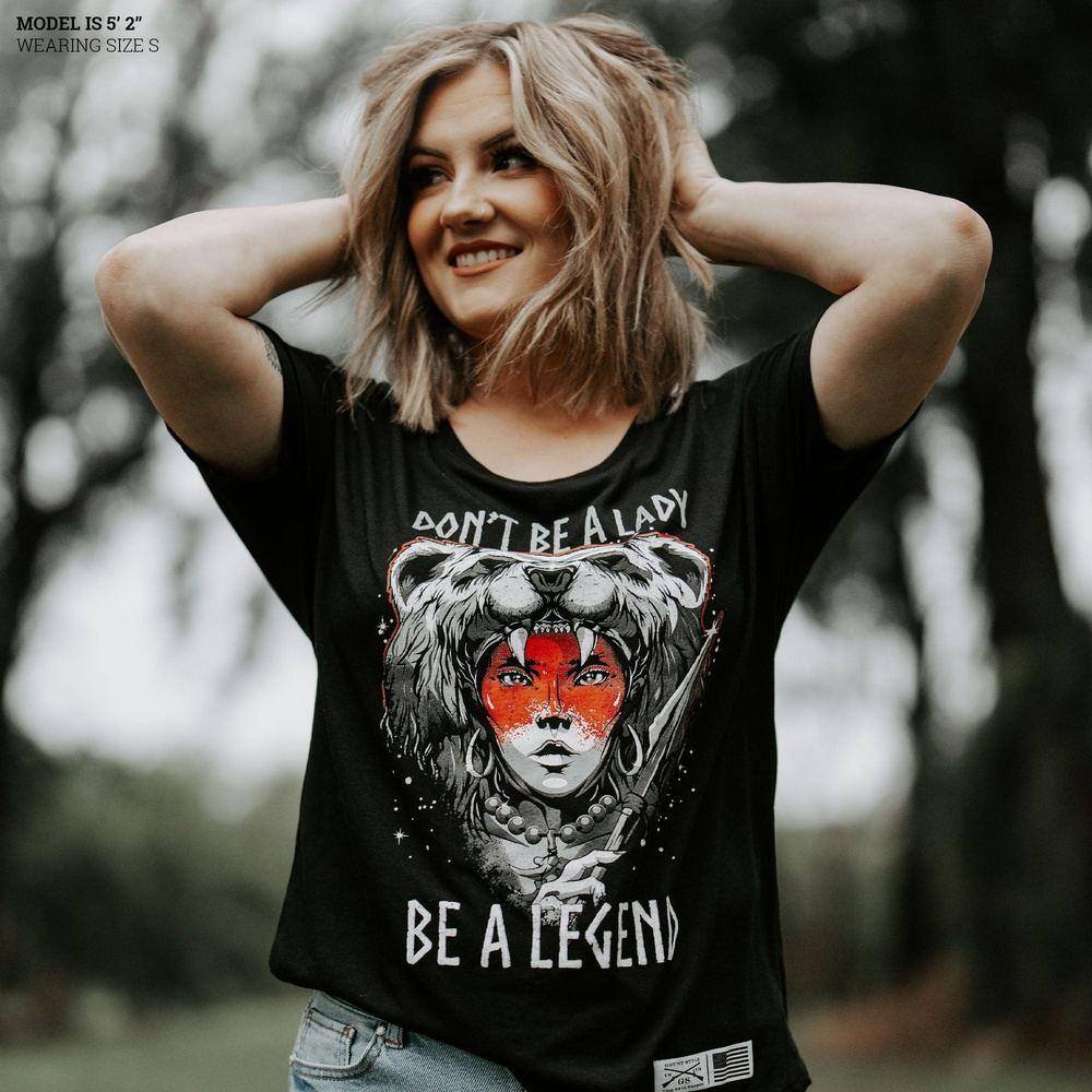 Women's Be A Legend Slouchy T-Shirt - Soft Relaxed Fit Casual Tee for Everyday Wear | Perfect for Lounge, Outings & Street Style (Black)