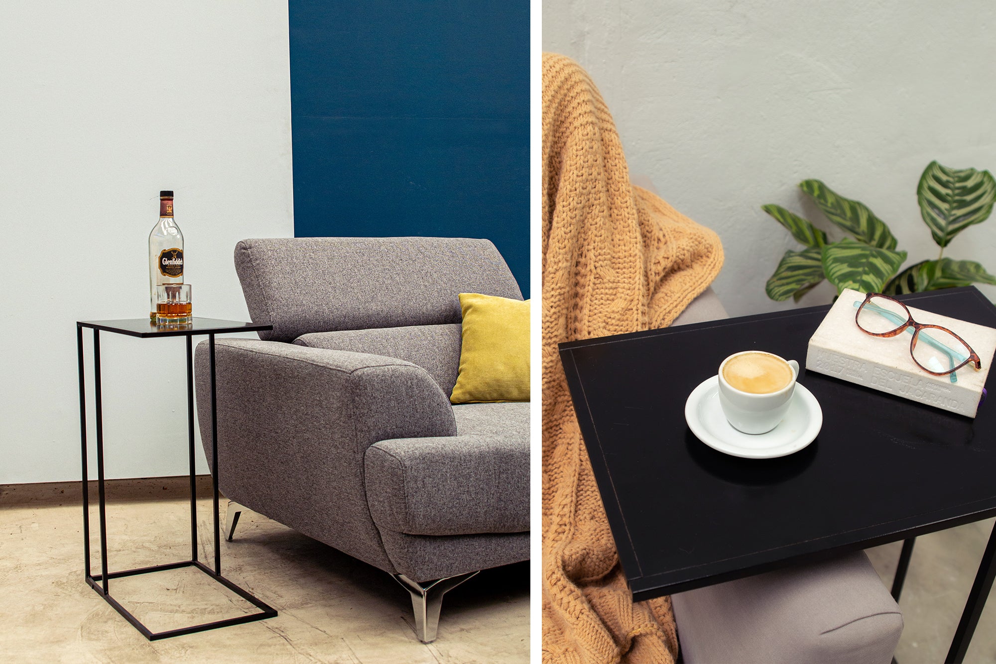Lateral Side Table - Modern End Table for Living Room, Bedroom, Office | Small Accent Table with Sturdy Metal Frame & Wooden Top | Perfect for Coffee, Books, Plants & Home Decor