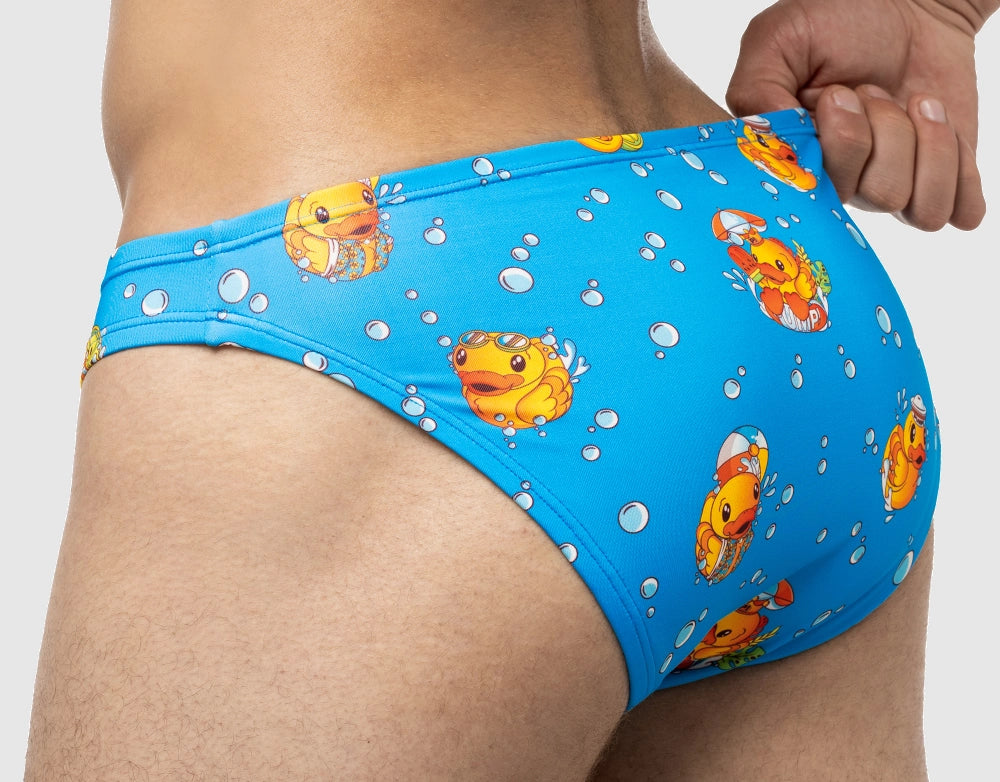 Ducky Blue Cheeky Swim Brief - High Waist Bikini Bottoms for Women, Quick Dry & Comfortable PUMP! Water Swimwear - Perfect for Pool, Beach & Vacation