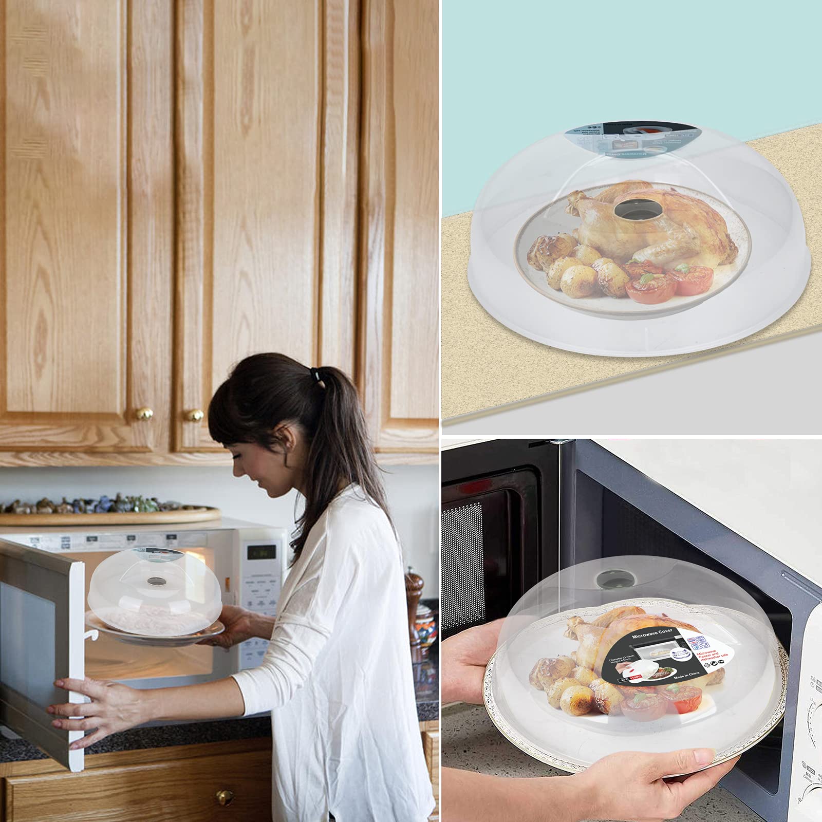 BPA-Free Microwave Splatter Cover - 11.5 Inch Dishwasher Safe Food Cover with Steam Vents | Keeps Microwave Clean | Perfect for Reheating Meals, Popcorn & Cooking Mess-Free
