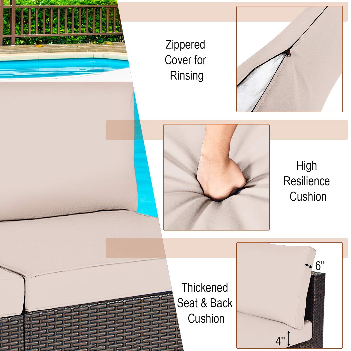 Tangkula 2-Piece Outdoor Wicker Armless Sofa Set with Thick Cushions - Patio Rattan Sectional Furniture for Balcony, Garden, Poolside & Backyard Relaxation (Black)