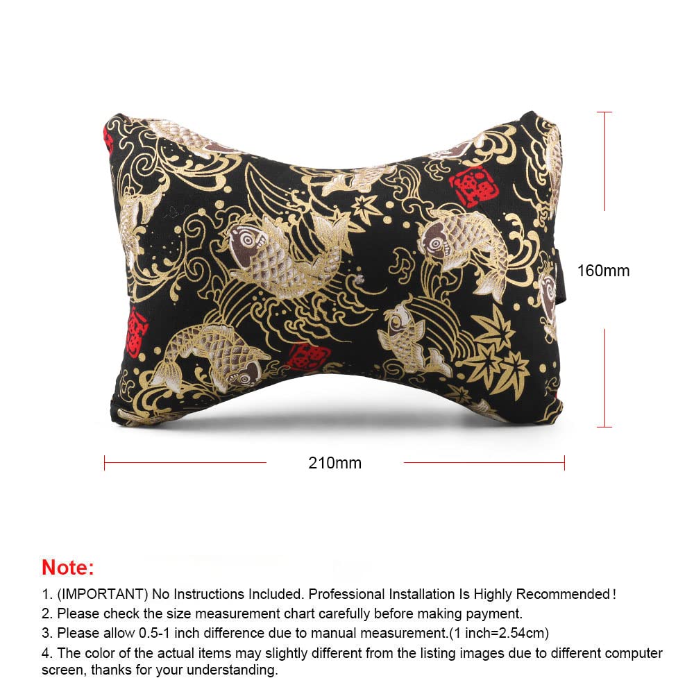 Car Neck Pillow for Travel - Memory Foam Headrest Cushion with Adjustable Straps, Ergonomic Neck Support for Long Drives & Road Trips (Koi Black) - Perfect for Commuting, Airplane & Office Use