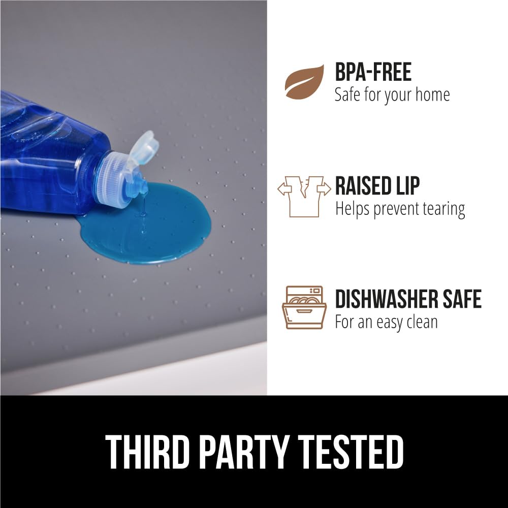 Gorilla Grip Waterproof Silicone Under Sink Mat with Raised Lip - Non-Slip Cabinet Shelf Liner for Kitchen & Bathroom - Dishwasher Safe Drawer Organizer Tray (15